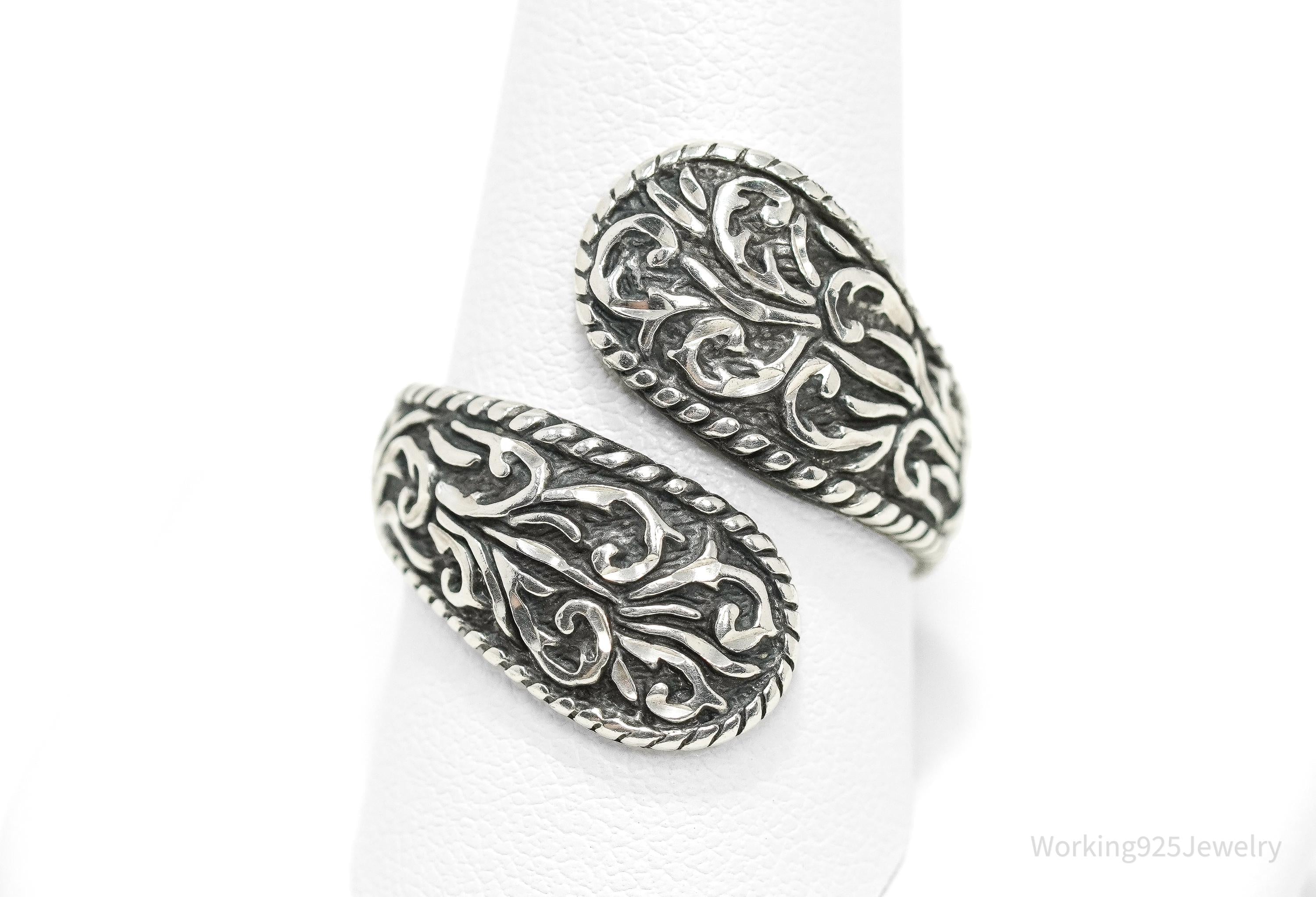 Vintage Native Designer Carolyn Pollack Relios Sterling Silver Wrap Ring - Size 10.75