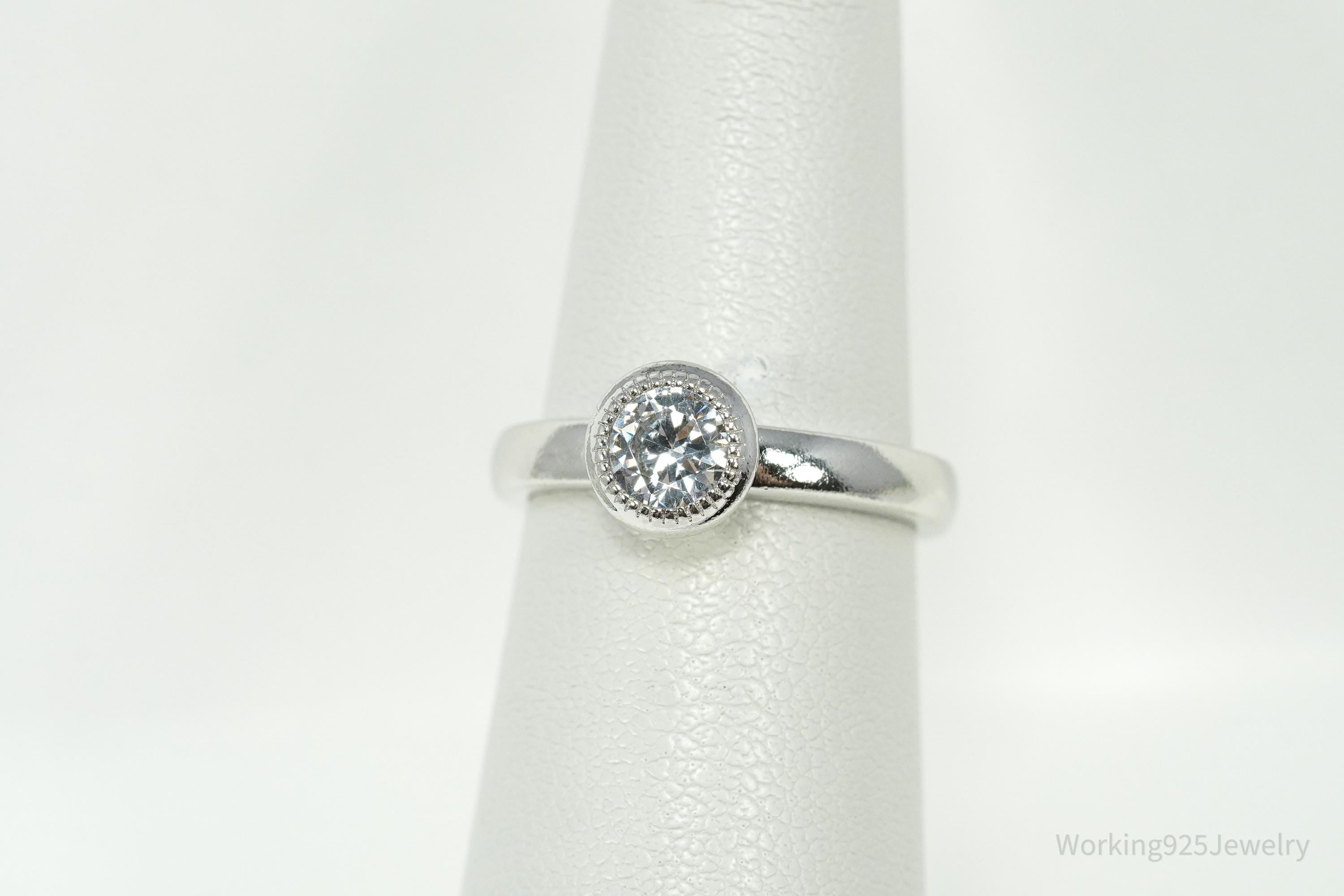 PAJ Cubic Zirconia Rhodium Over Sterling Silver Ring - Size 5