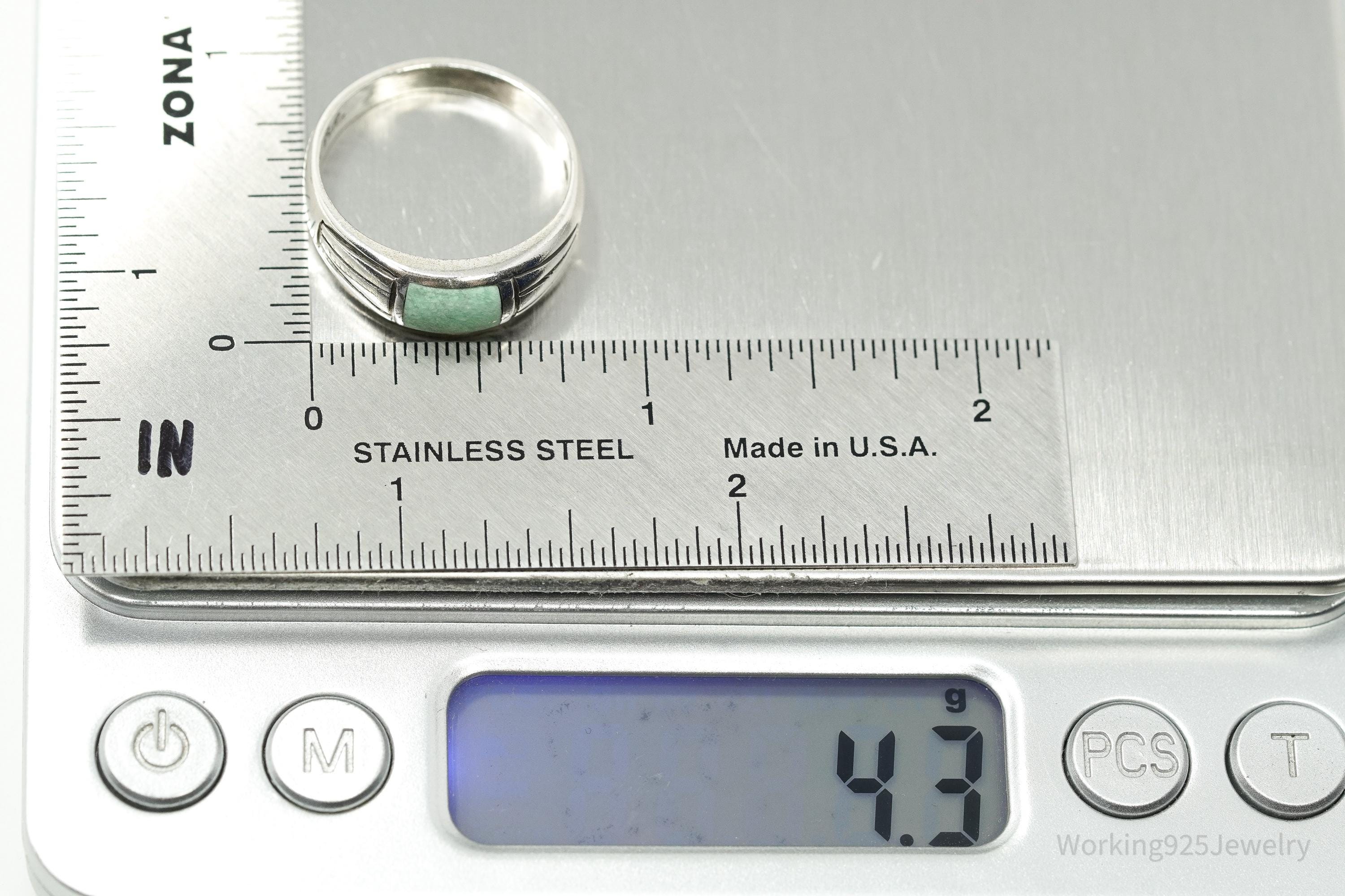 Vintage Native Anglo Carol Felley Turquoise Sterling Silver Ring - Size 9