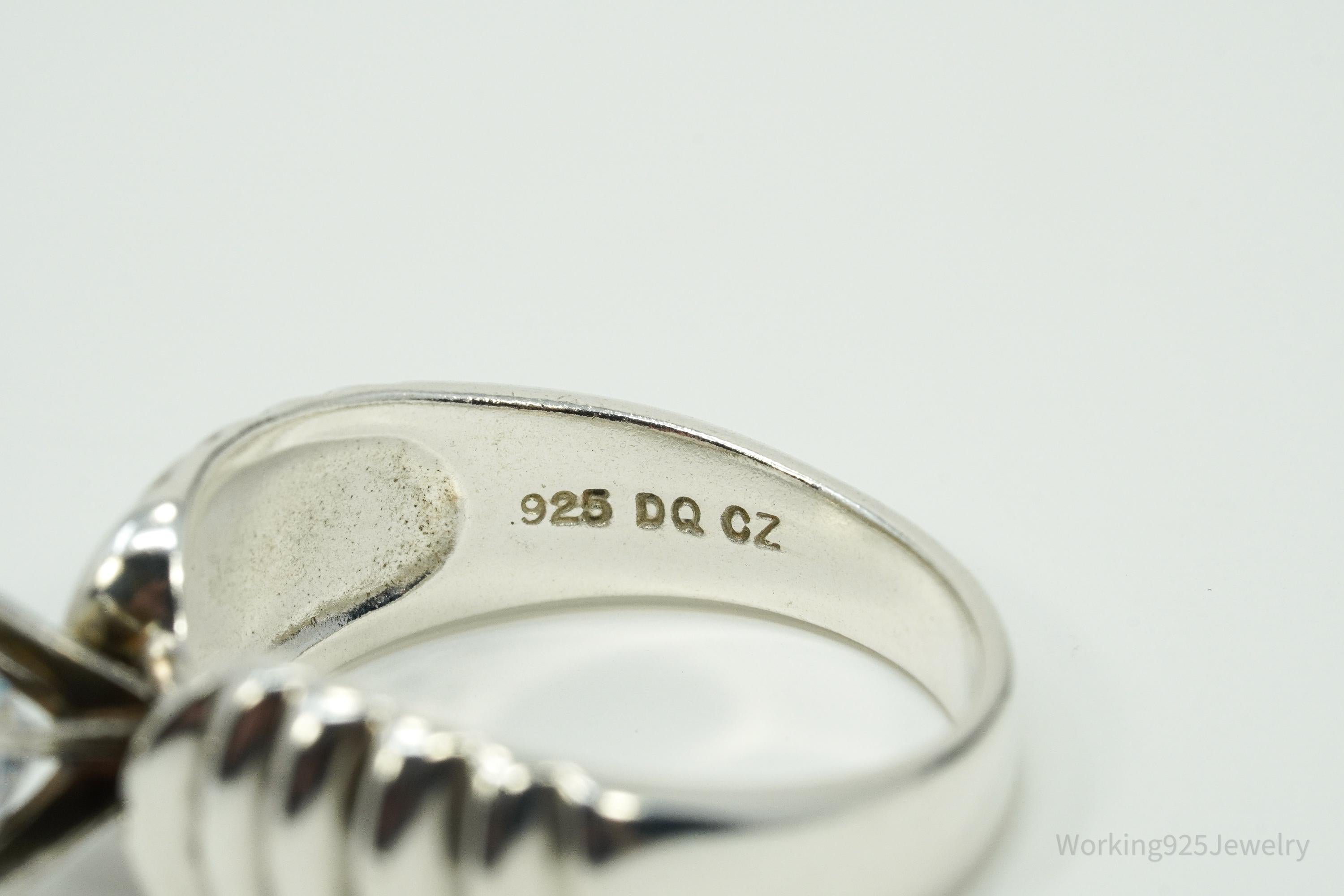 Vintage Diamonique Cubic Zirconia Sterling Silver Ring Size 9.25