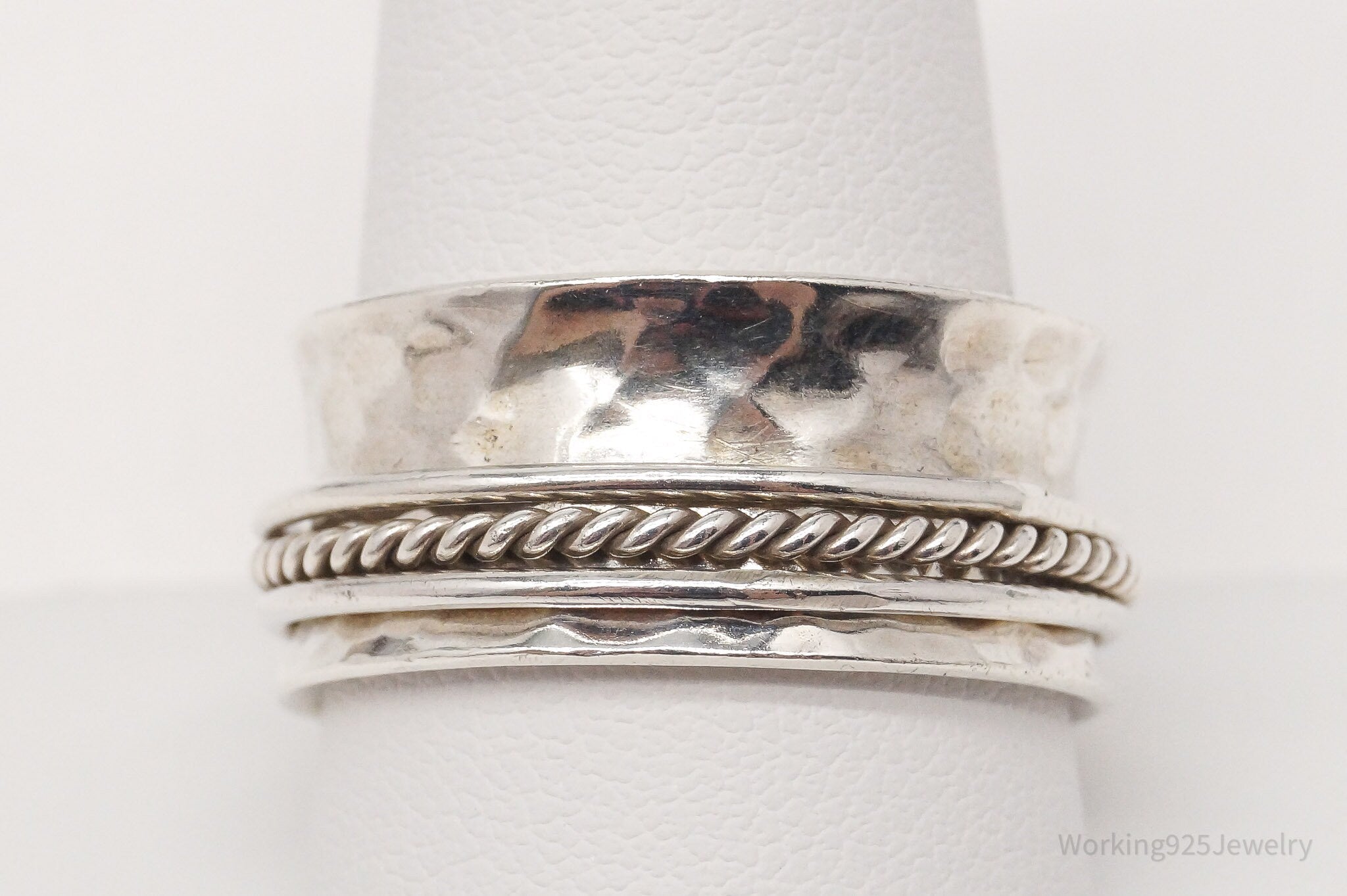 Vintage Mexico ATI Sterling Silver Spinner Band Ring - Size 10