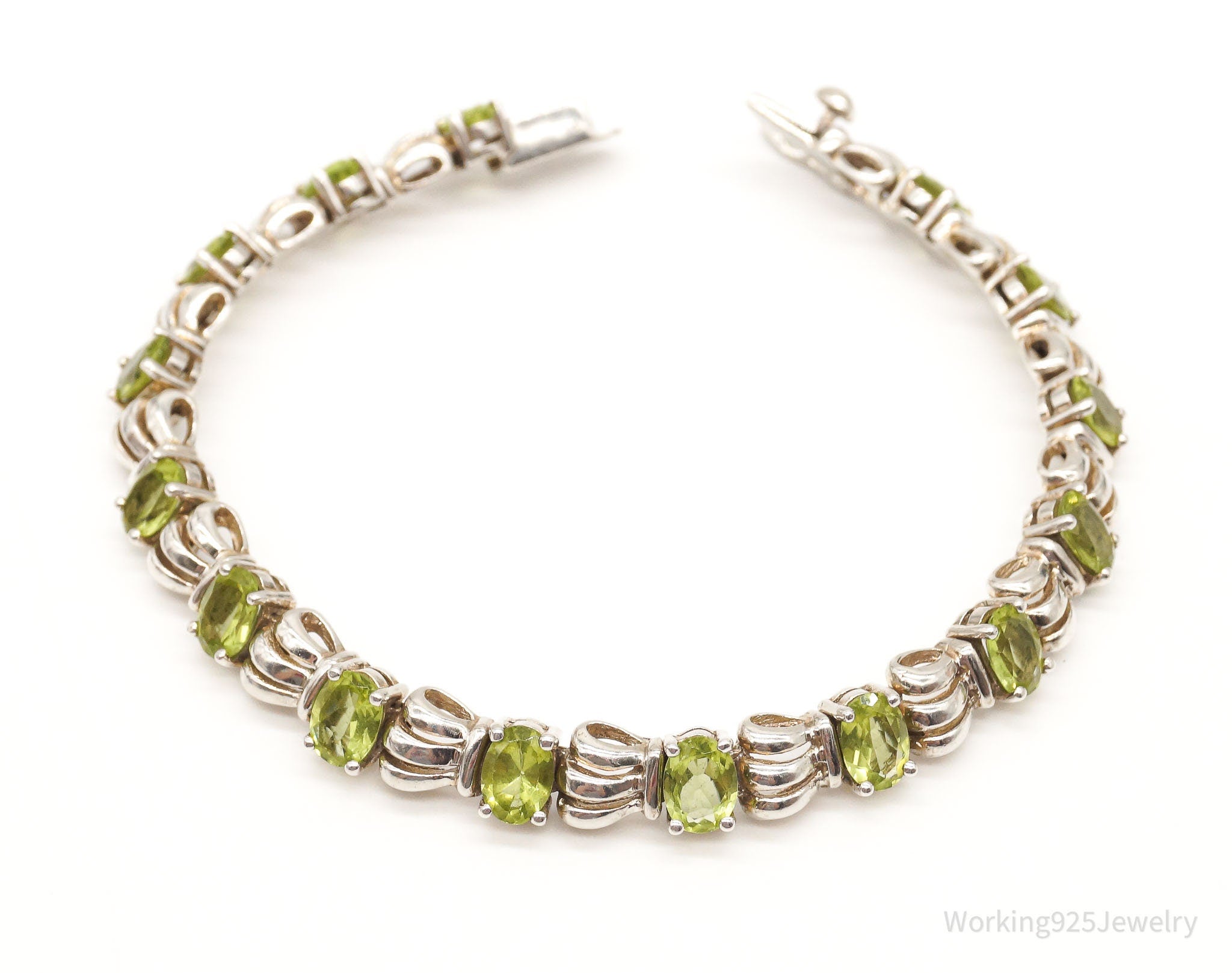 Vintage Peridot Art Deco Sterling Silver Bracelet