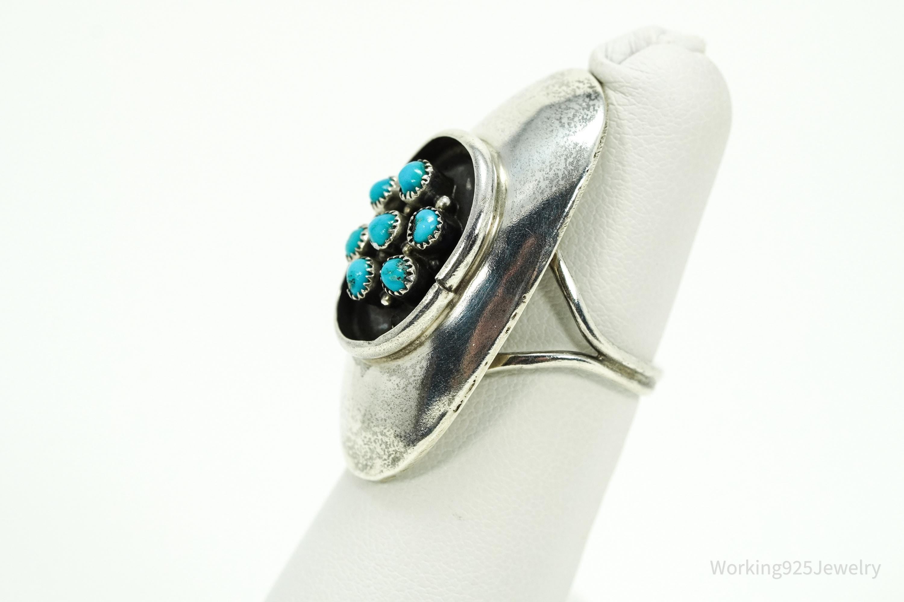 Vintage Native American Turquoise Silver Ring - Size 6.25