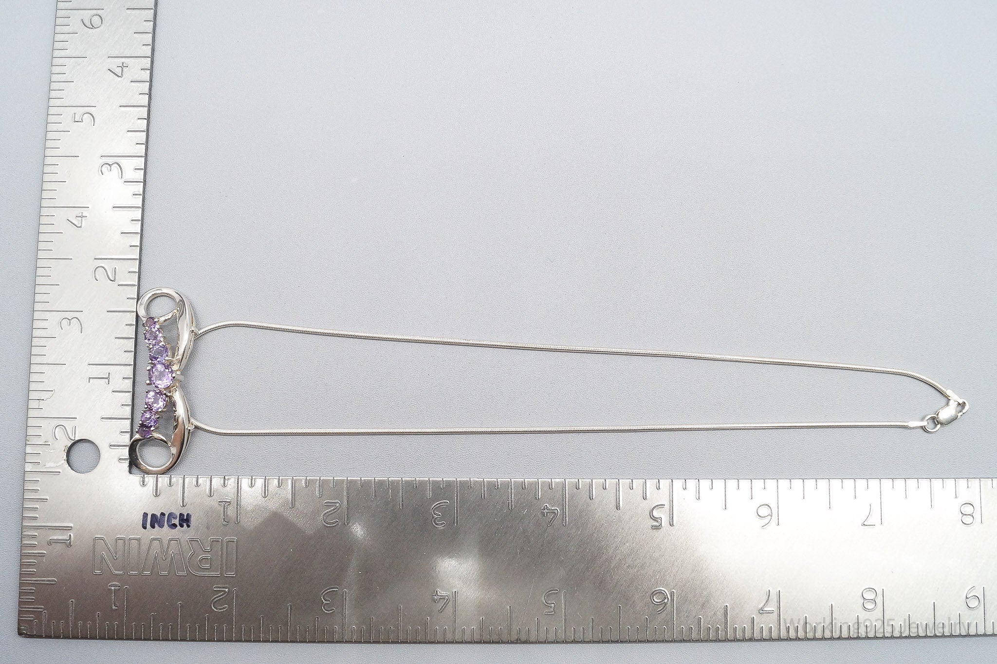 Vintage Amethyst Sterling Silver Chain Necklace 16"