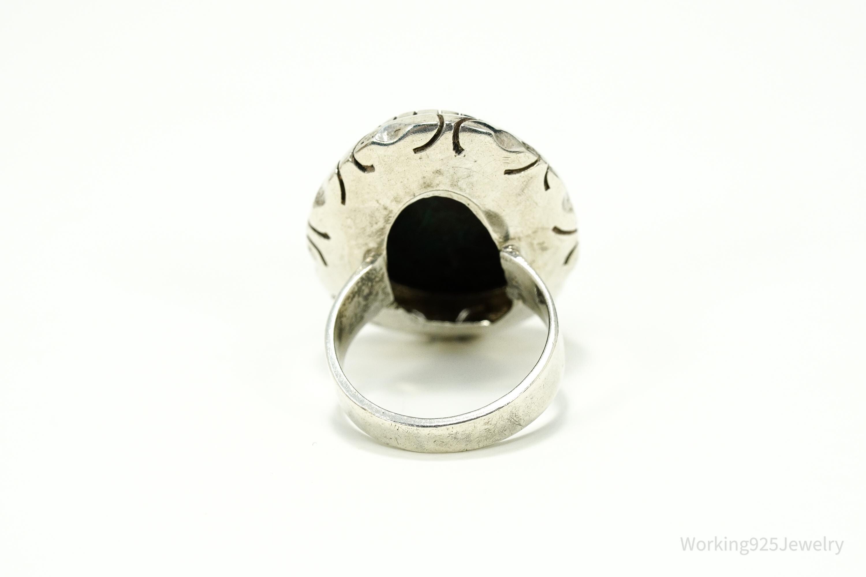 Vintage Large Jasper Sterling Silver Ring - Size 6.5