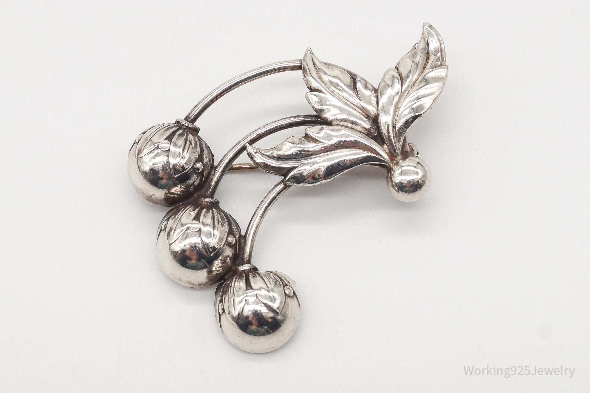 Vintage Denmark Hermann Siersbol Modernist Floral Sterling Silver Pin Brooch