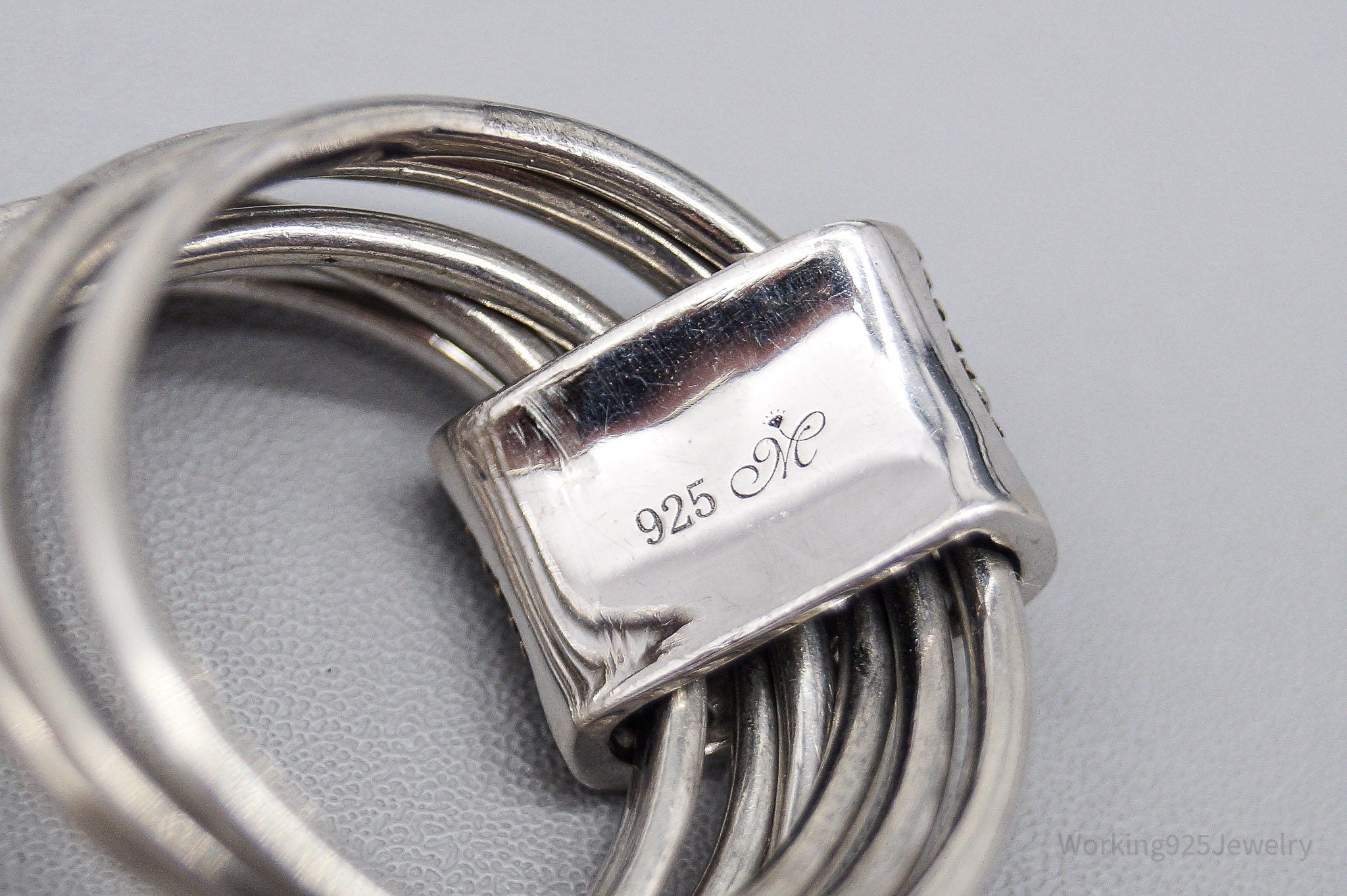 Vintage Cubic Zirconia Sterling Silver Band Ring - Size 10.25