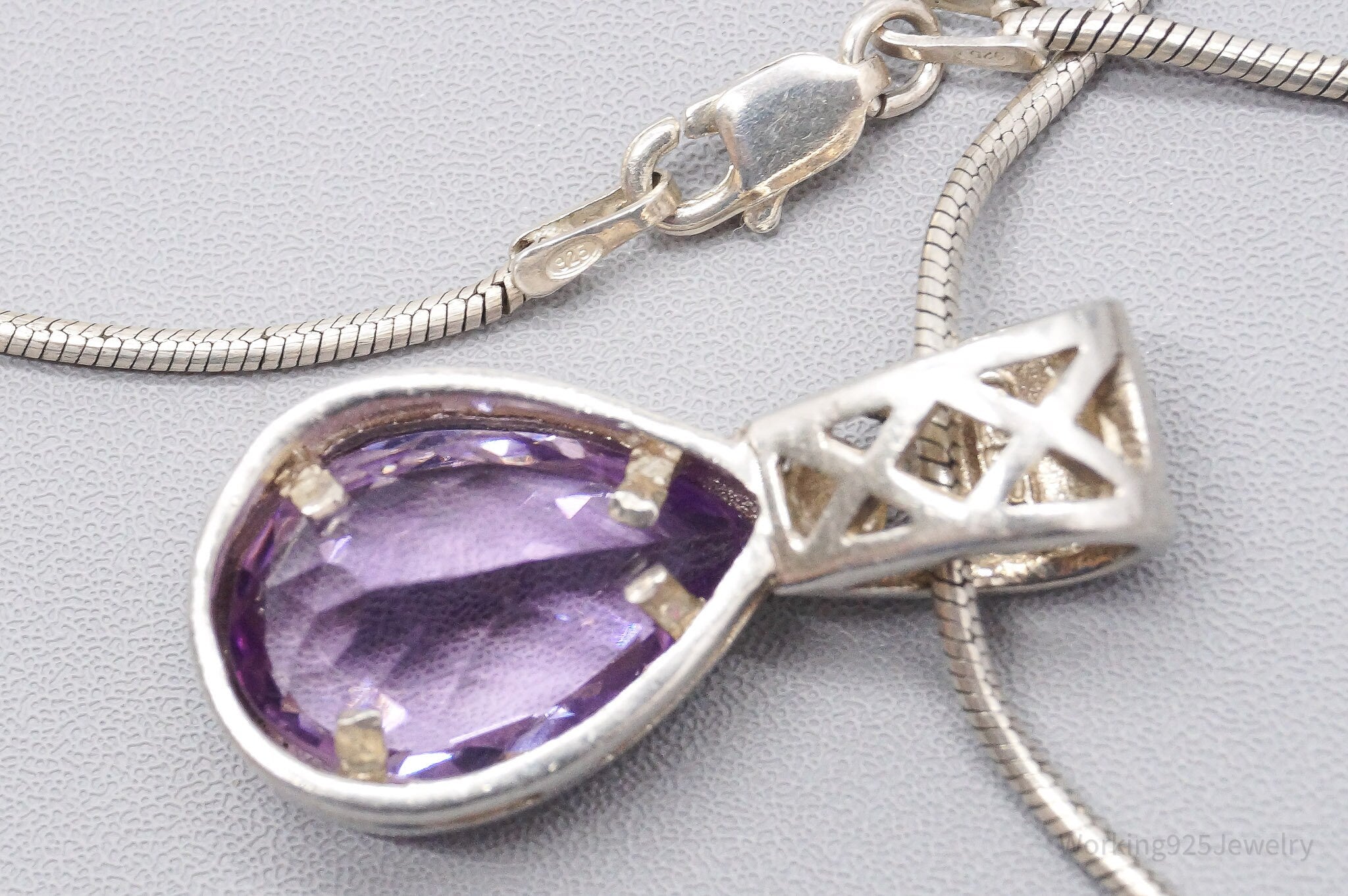 Vintage Purple Amethyst Sterling Silver Necklace - 20"