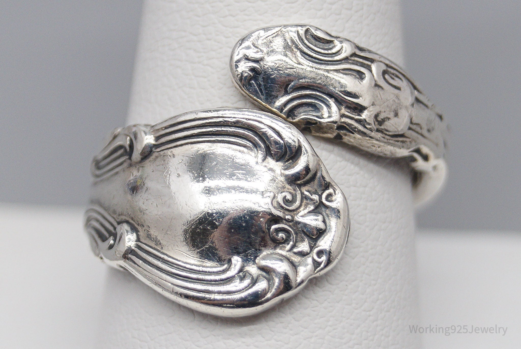 Antique GORHAM 1895 Sterling Silver Wrap Spoon Ring - Size 10