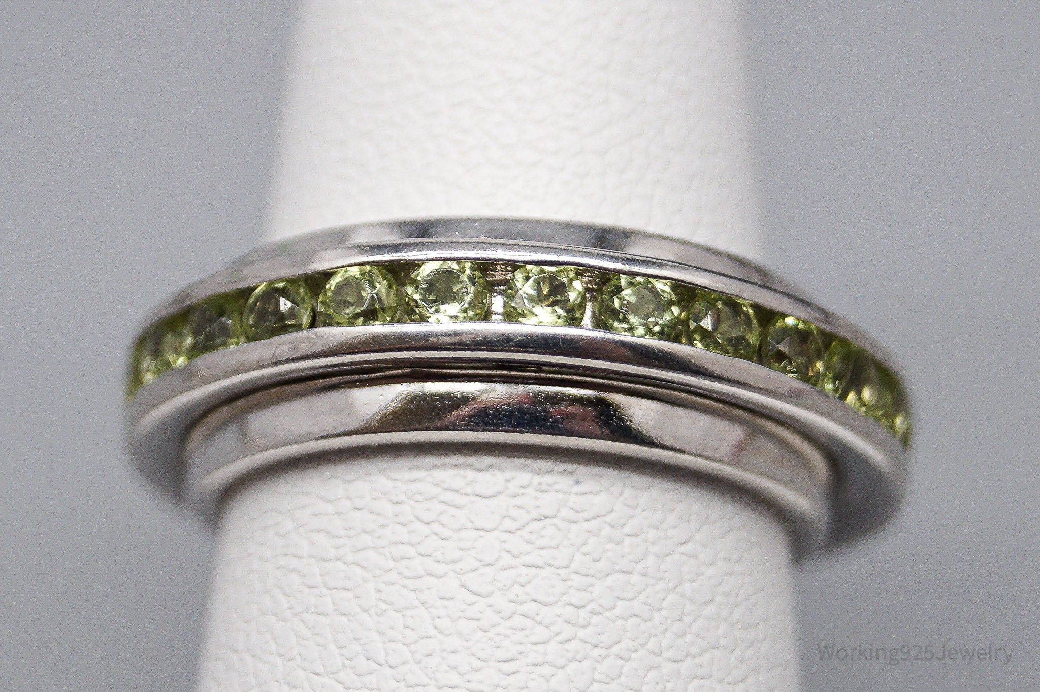Vintage Peridot Sterling Silver Spinner Band Ring - Size 6.75