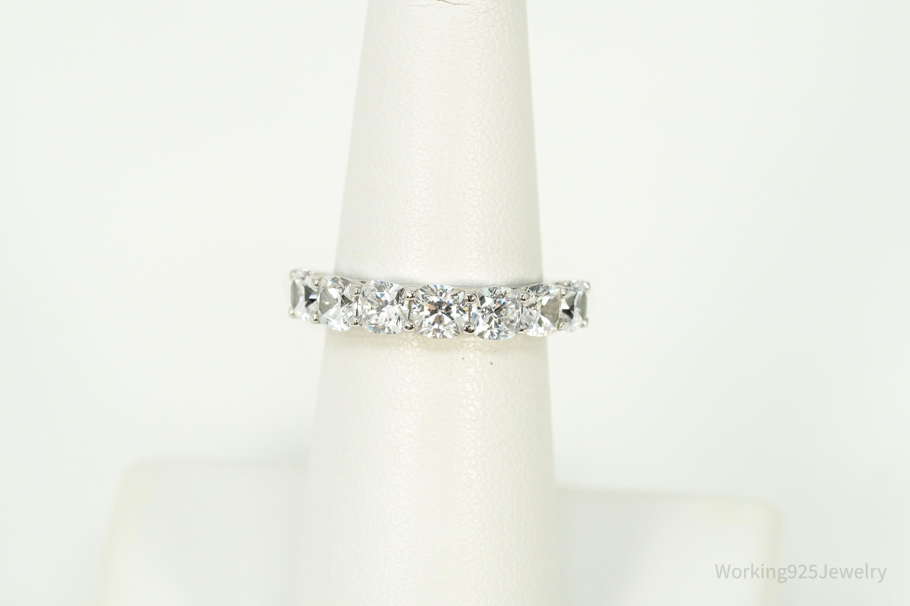 Vintage Cubic Zirconia Sterling Silver Band Ring - Size 6
