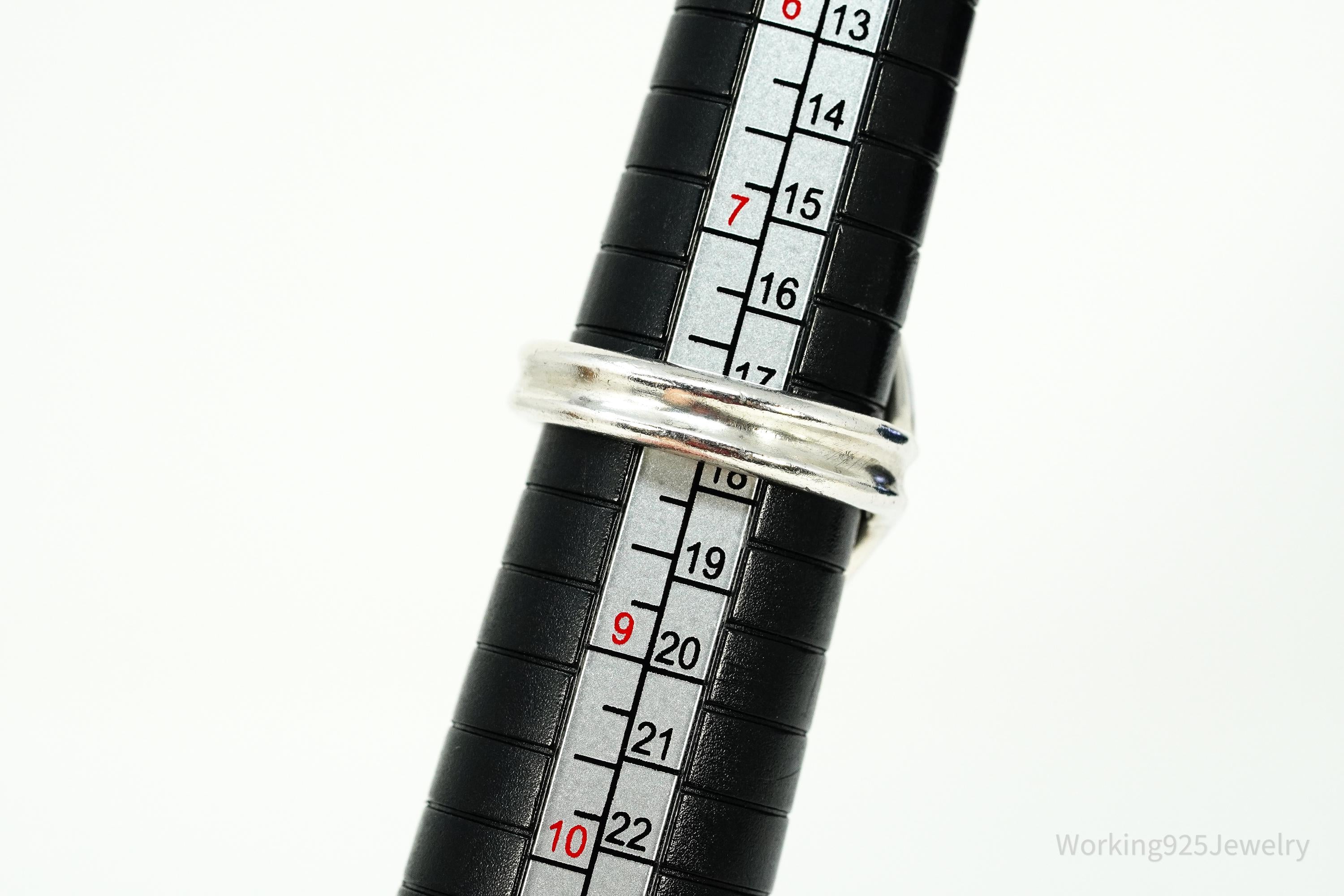 Vintage Opal Modernist Style Sterling Silver Ring - Size 8