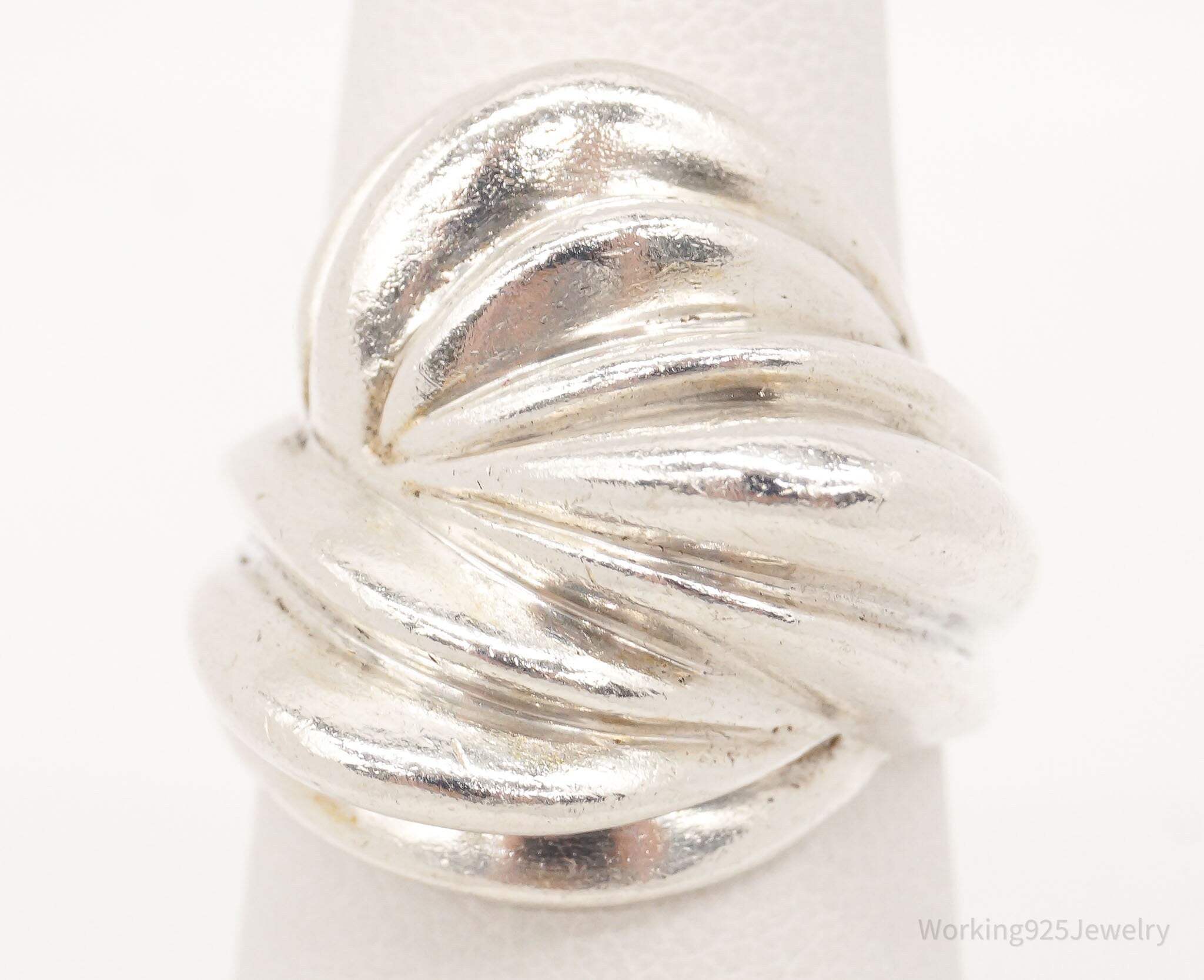 Vintage Modernist Sleek Puffy Sterling Silver Ring - Size 5