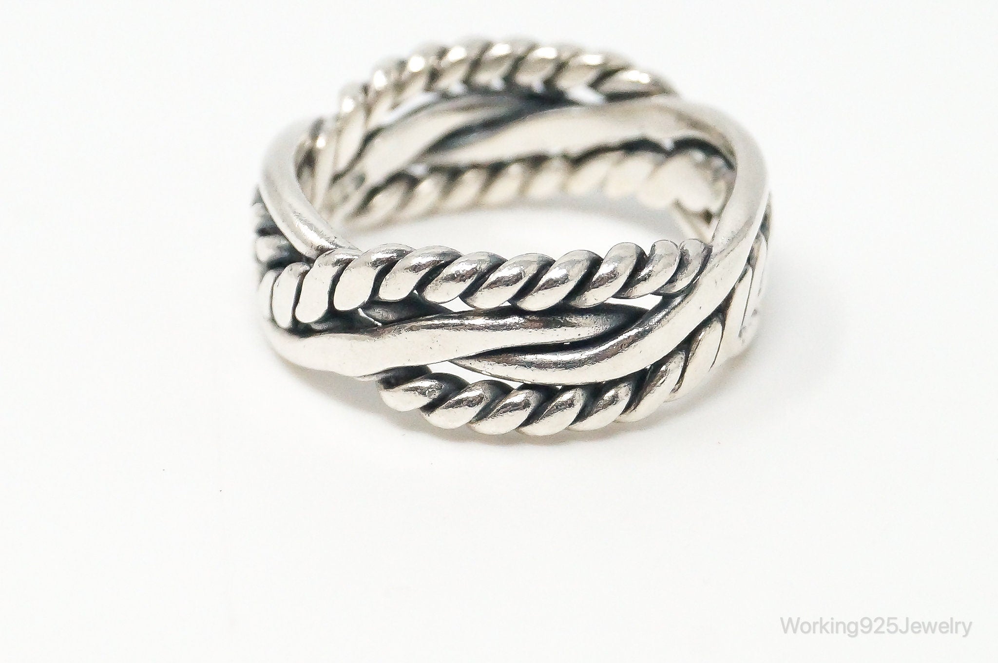 Vintage Rope Braid Sterling Silver Ring Size 9