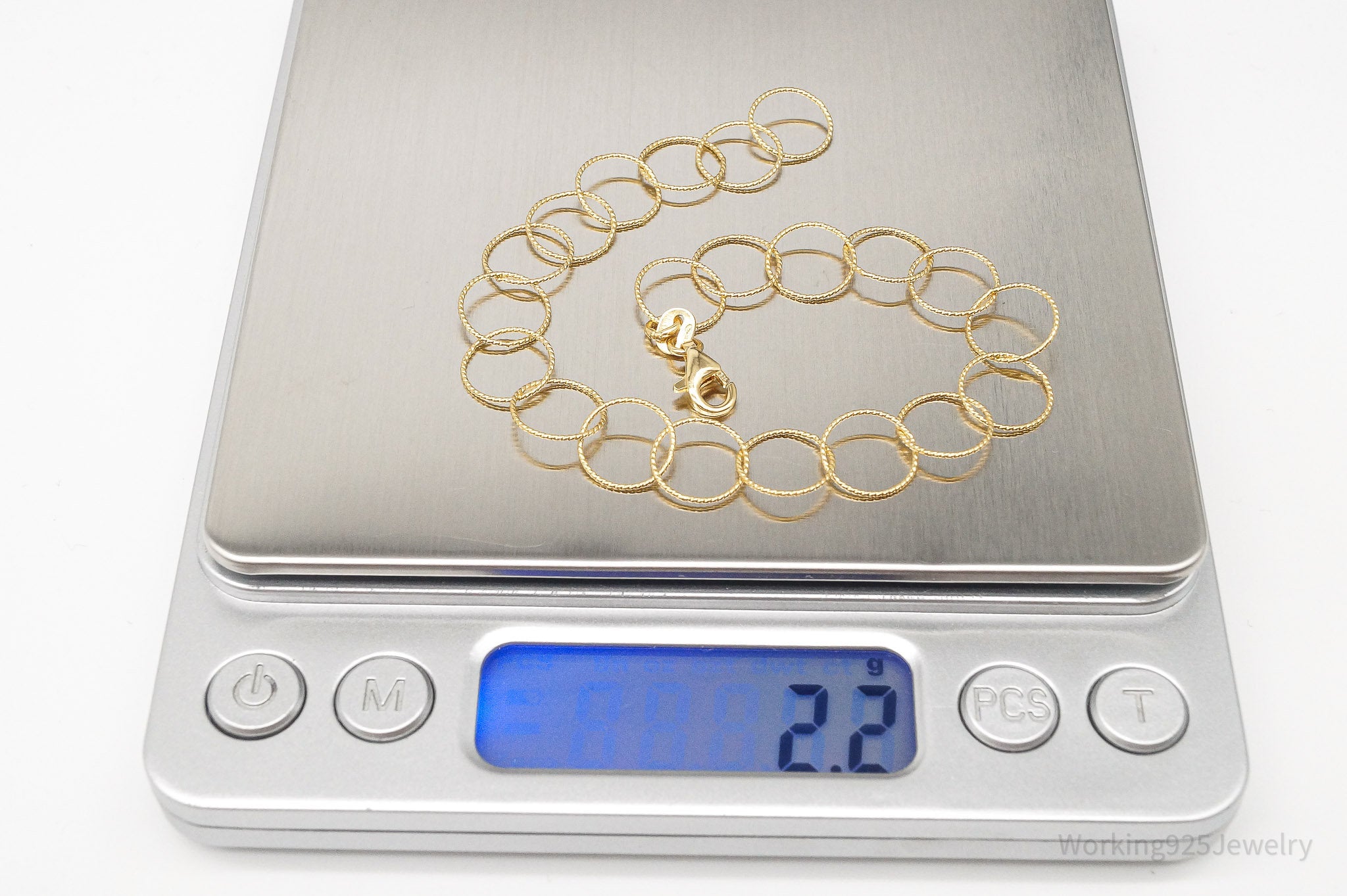 Vintage Danecraft Circle Chain Link Gold Vermeil Sterling Silver Bracelet