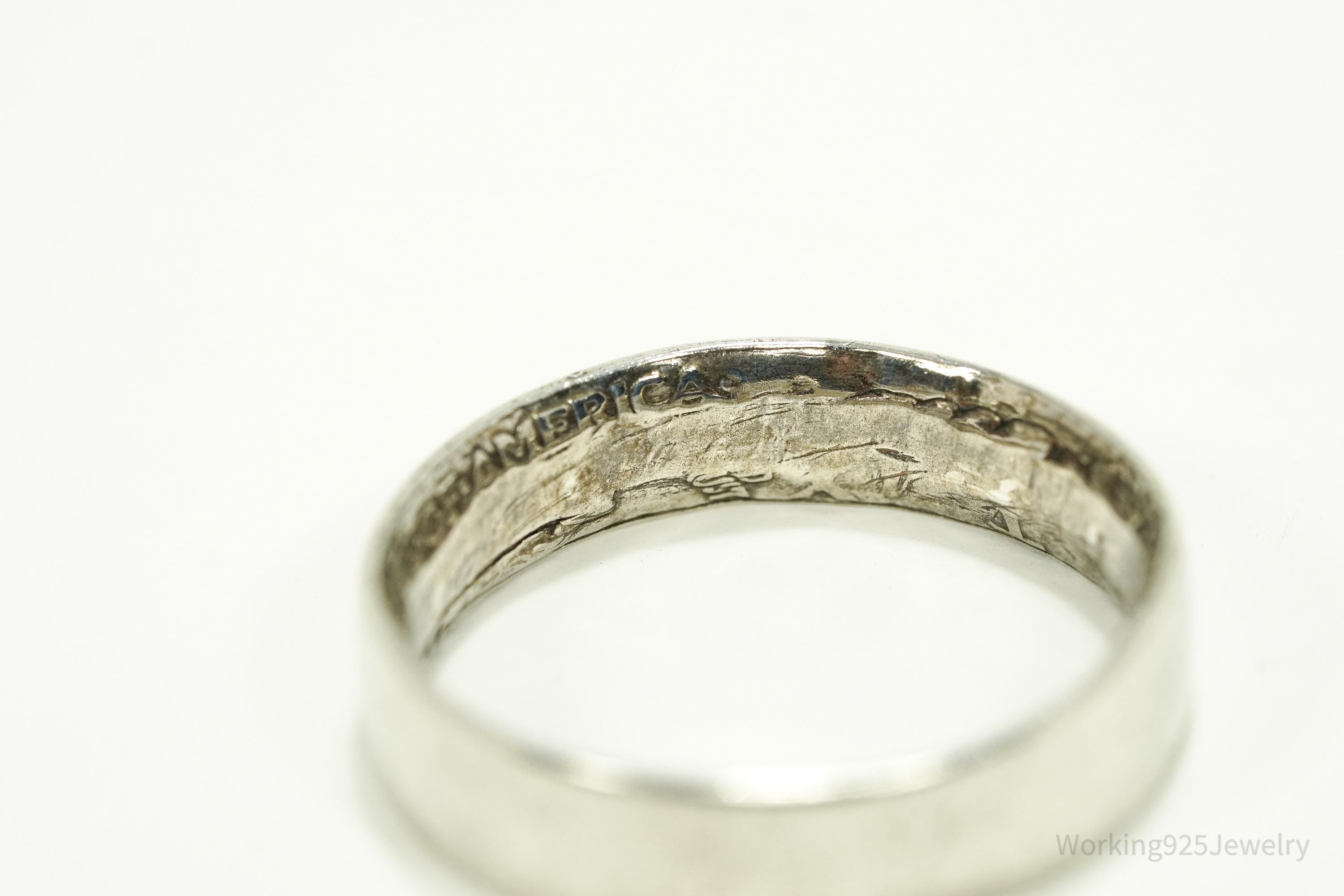 Vintage 1940 Half Dollar Silver Band Ring - Size 12