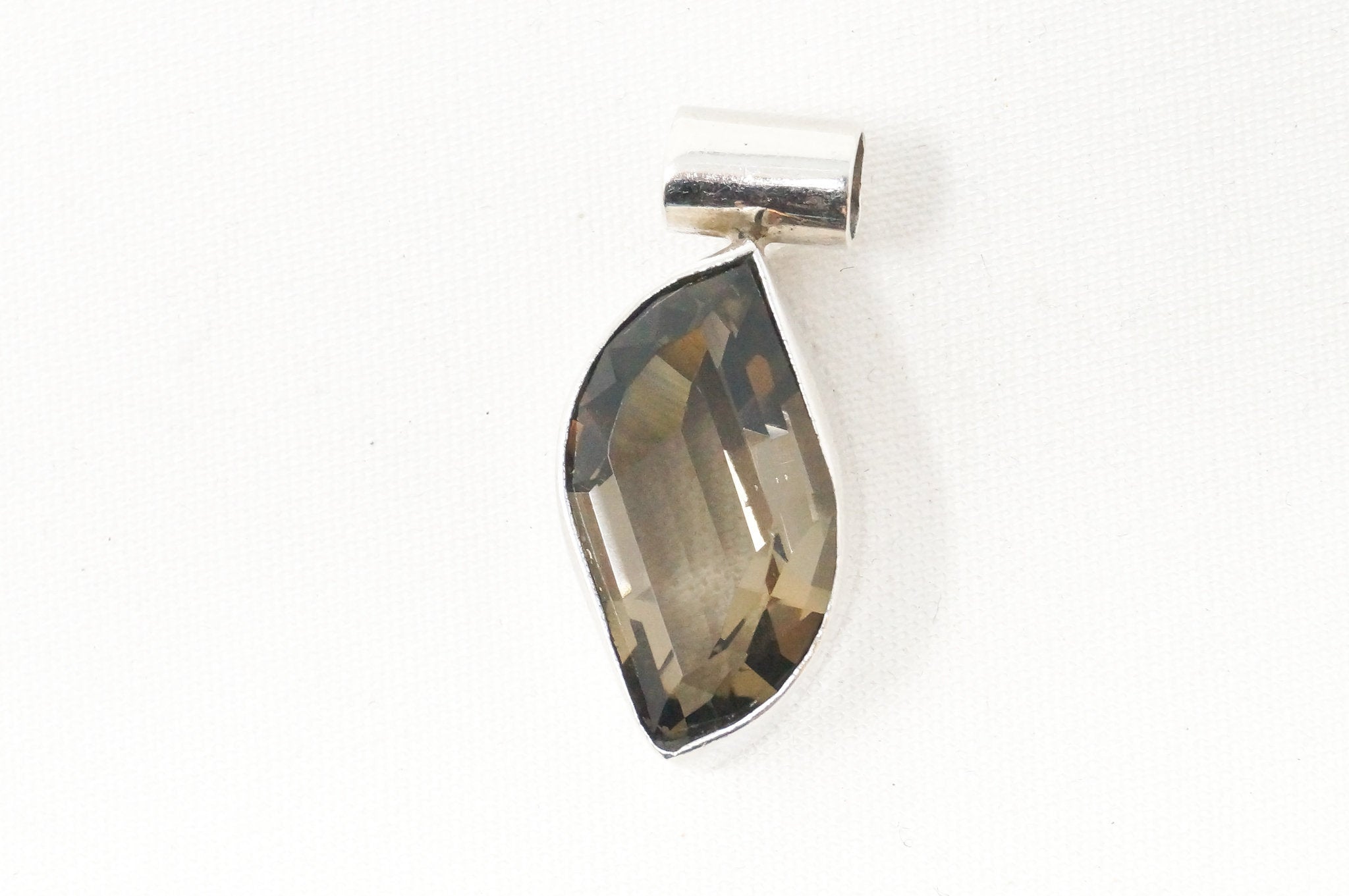 Vintage Smoky Topaz Mexico Southwestern Style Sterling Silver Pendant