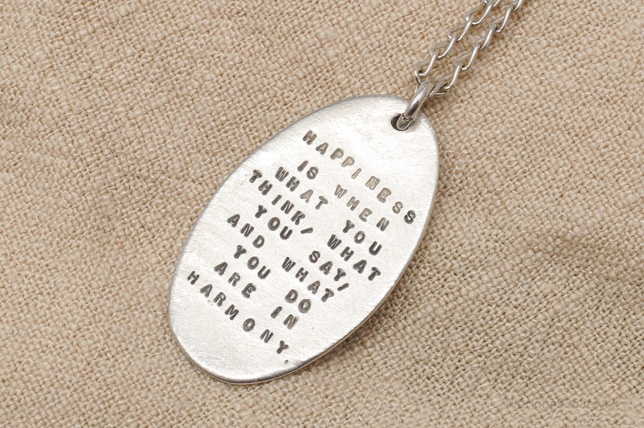 Kathy Bransfield Gandhi Quote Sterling Silver Necklace 18"