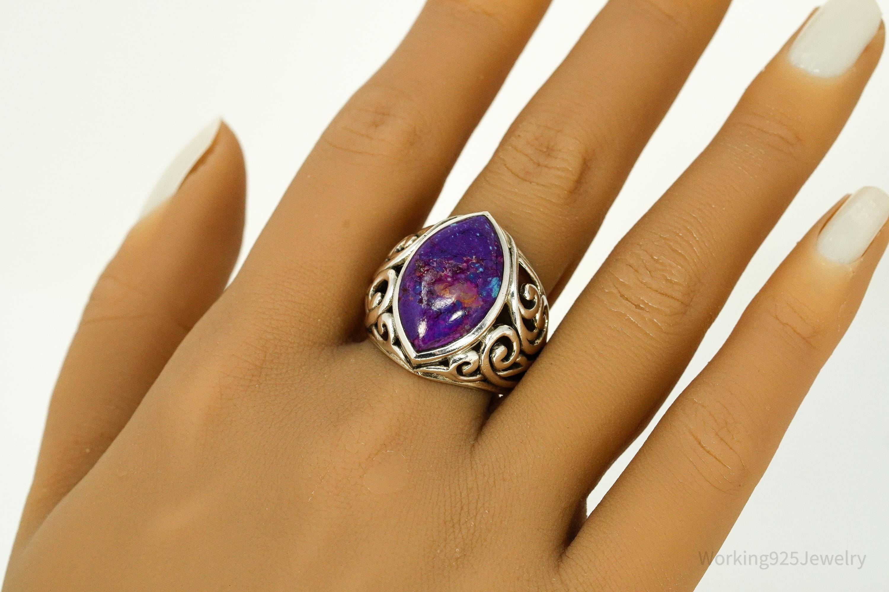 Vintage NK Purple Mojave Turquoise Sterling Silver Ring - Size 9
