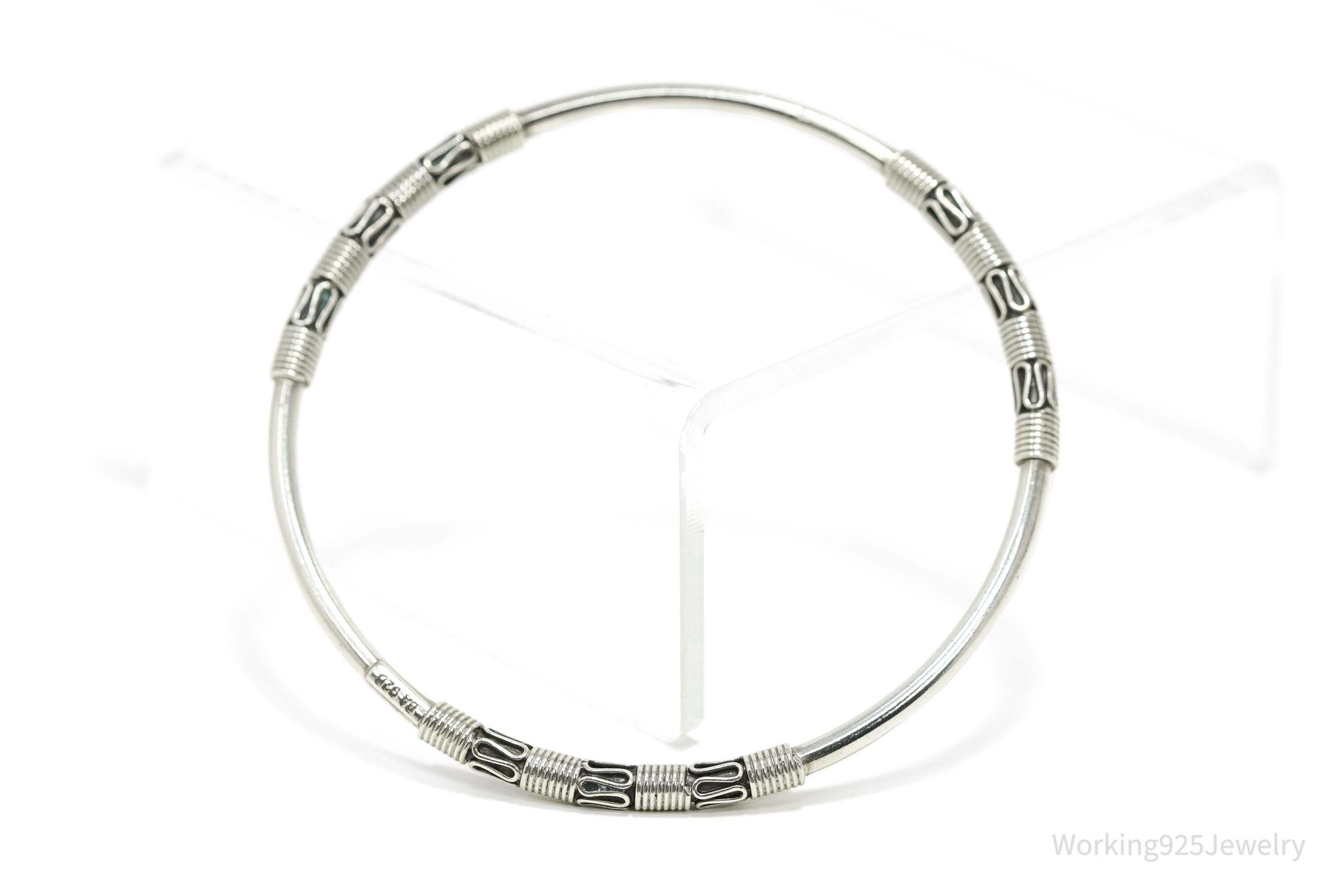 Vintage Designer BA Suarti Sterling Silver Bangle Bracelet 7 15/16"