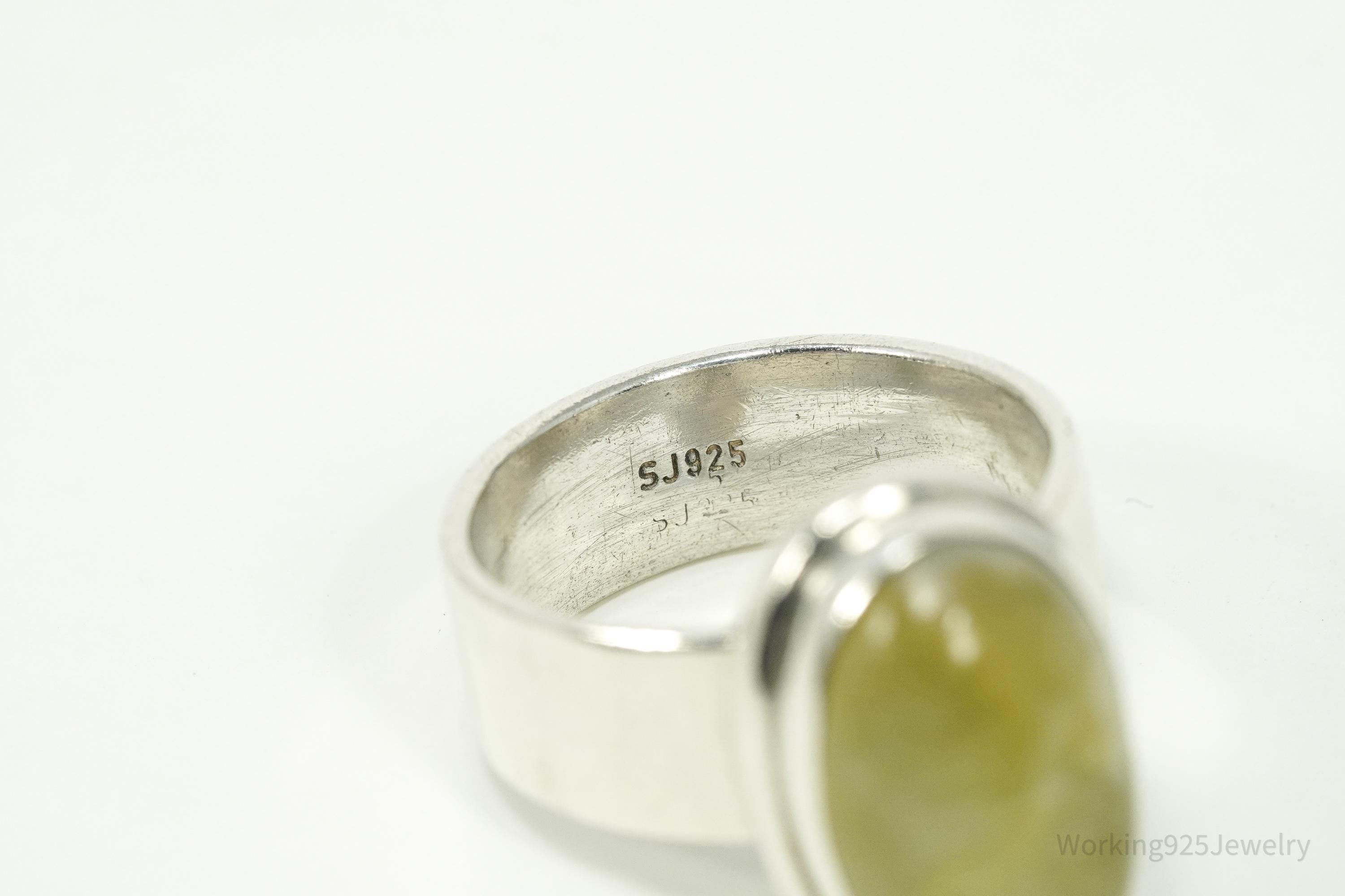 Vintage Lemon Citrine Sterling Silver Wrap Ring - Size 9 Adjustable