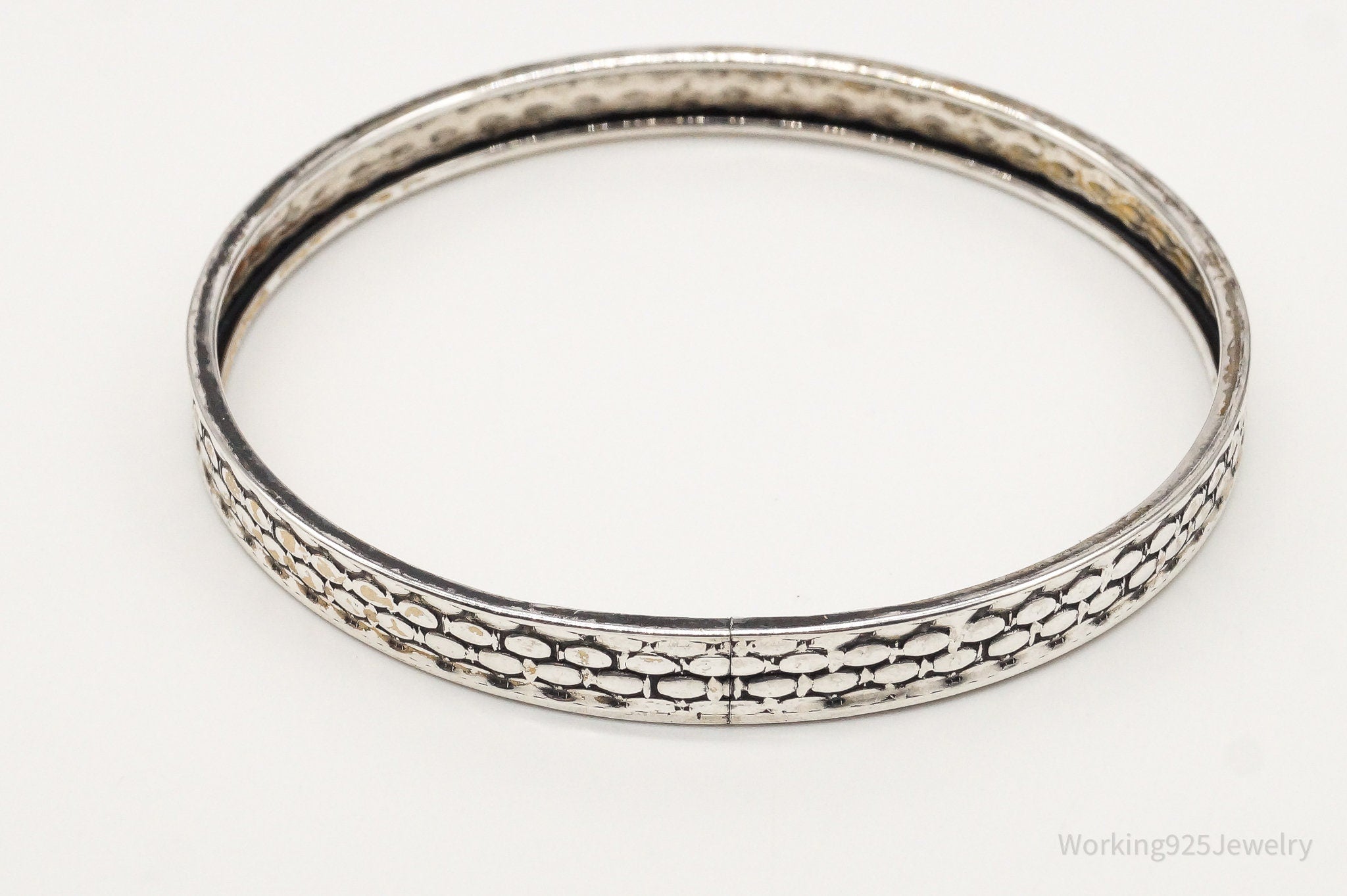 Vintage Designer Beau Sterling Silver Plated Bangle Bracelet