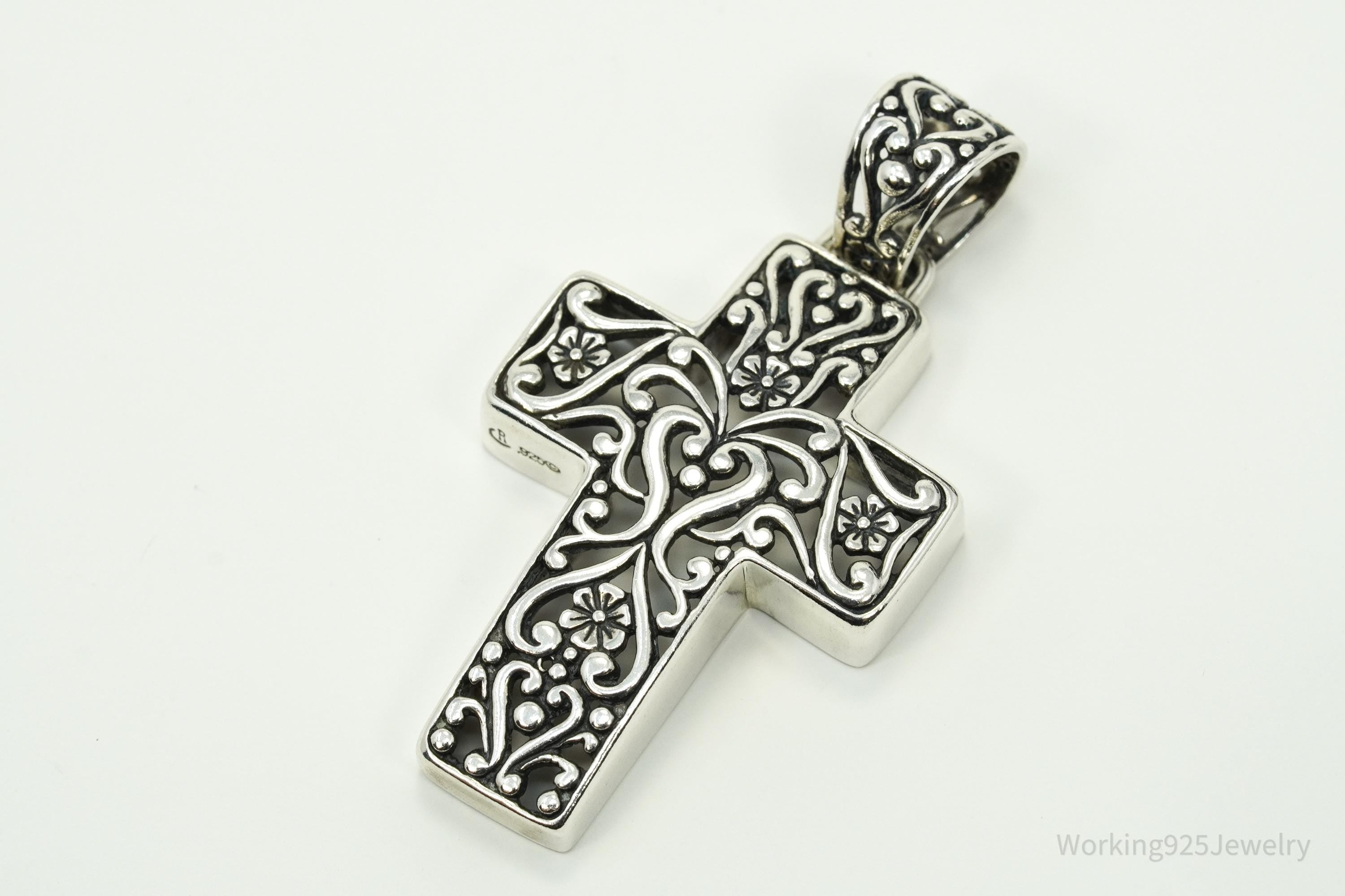 Vintage Native Designer Carolyn Pollack Relios Sterling Silver Cross Pendant