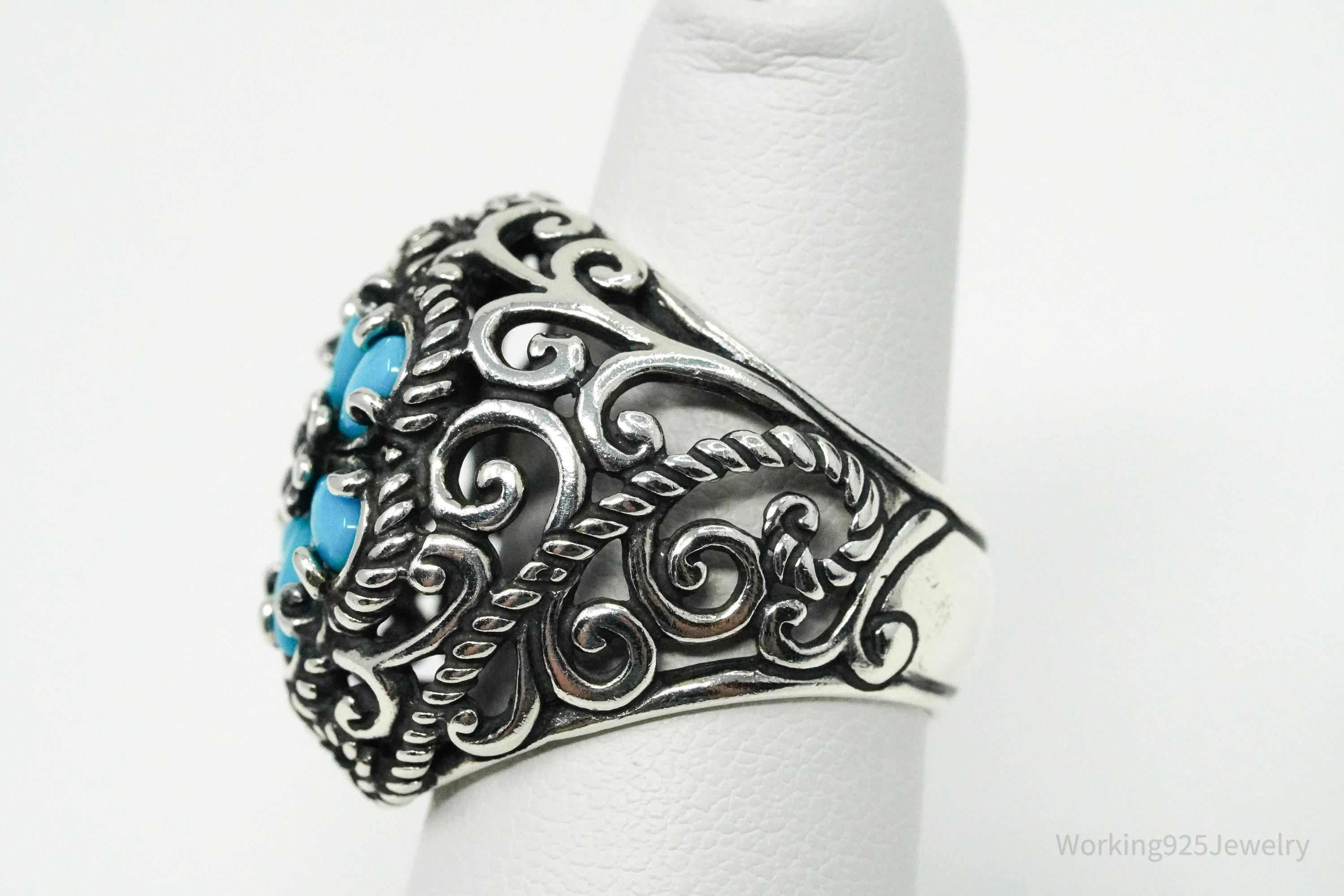Vintage Native Designer Carolyn Pollack Turquoise Sterling Silver Ring - Size 5.25