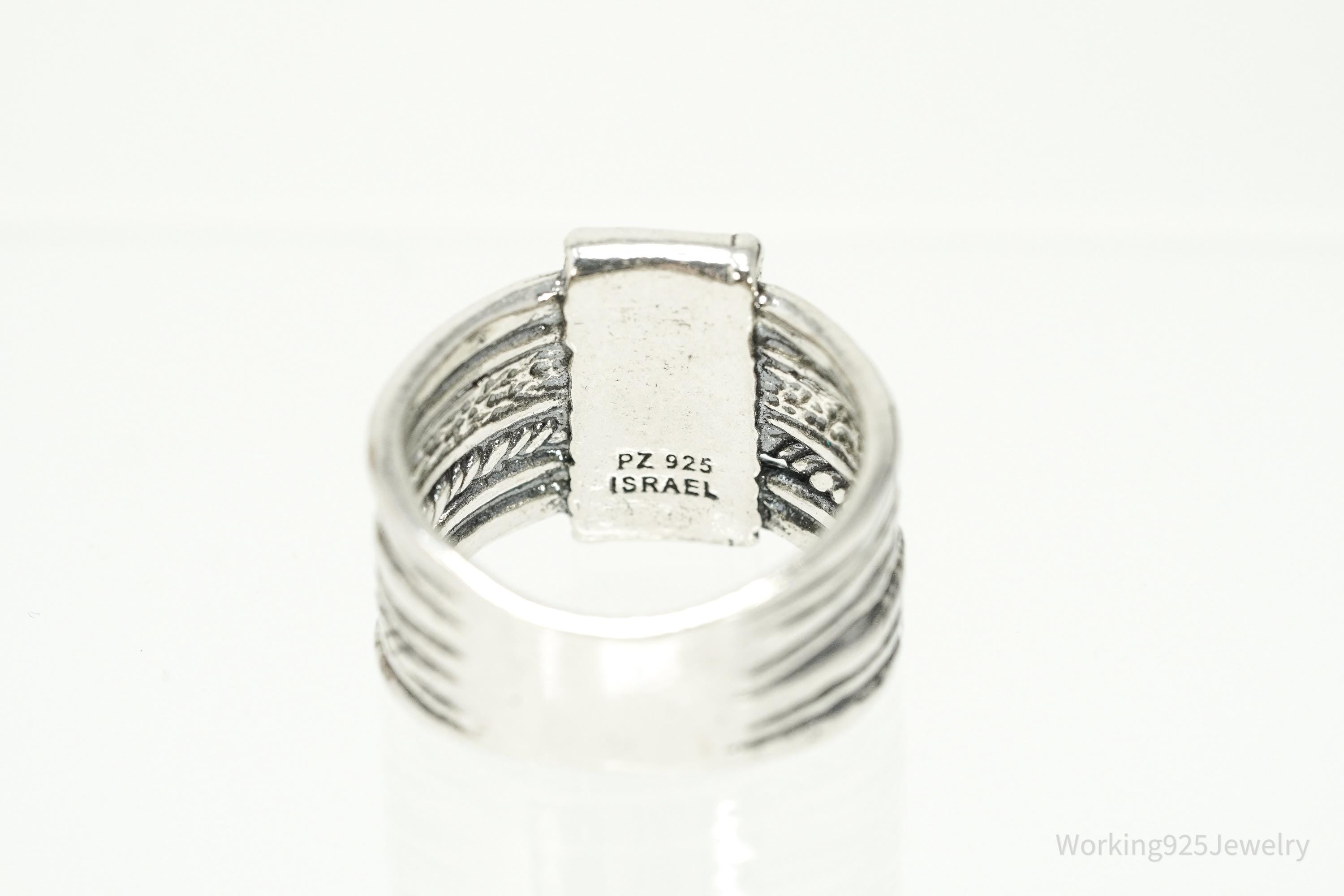 Vintage Designer Paz PZ Israel Sterling Silver Band Ring - Size 7.75