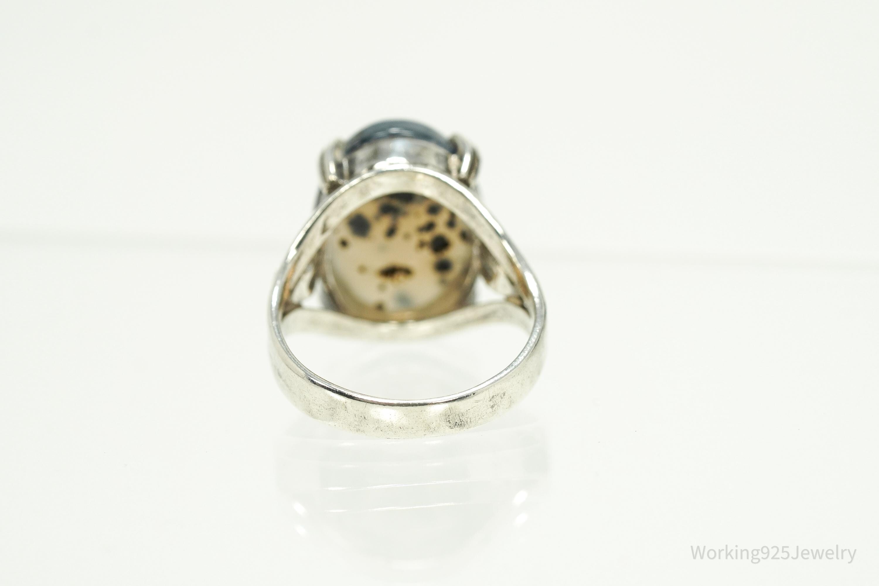 Vintage Agate Sterling Silver Ring - Size 8.25