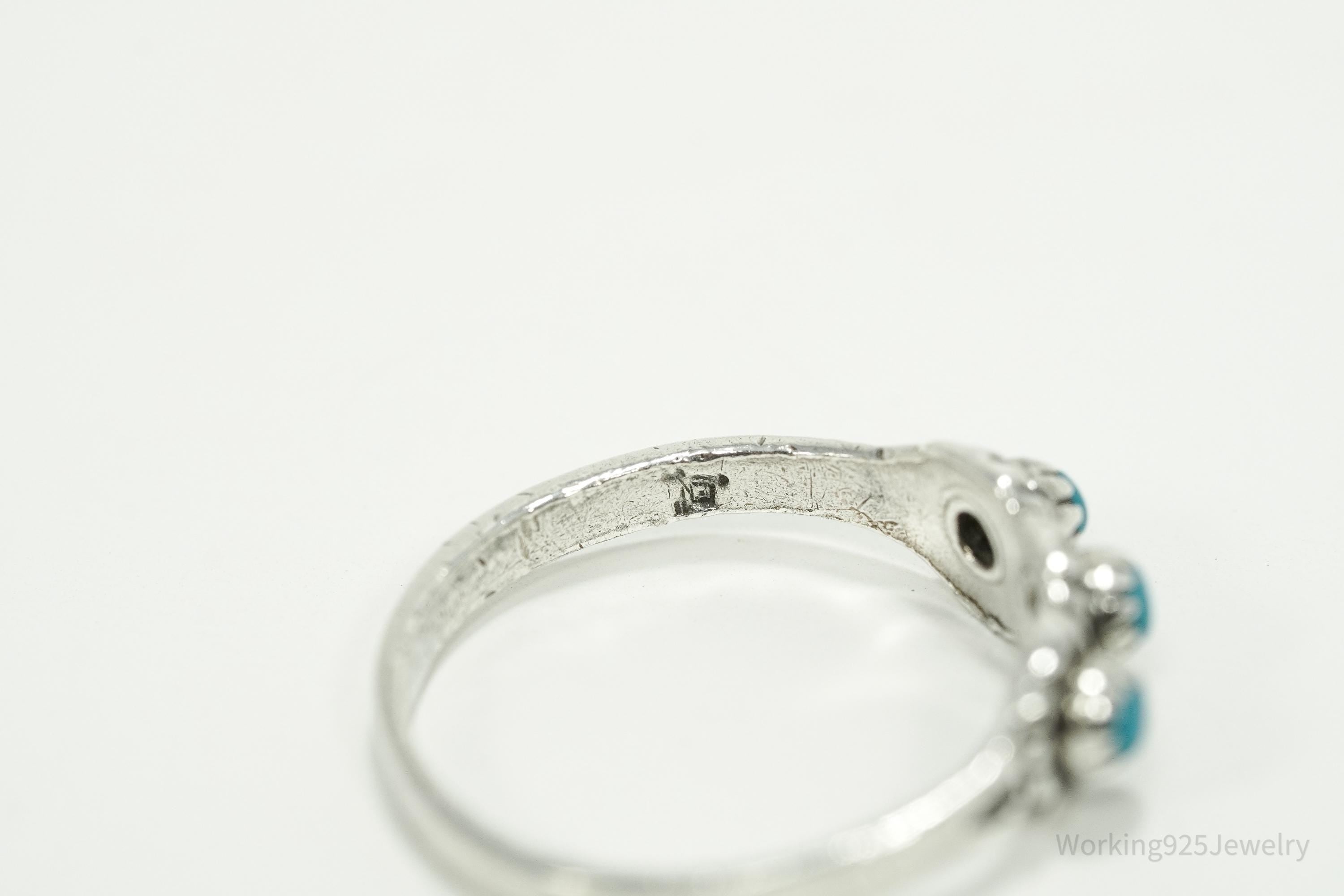 Vintage Native Bell Trading Post Turquoise Sterling Silver Ring - Size 4