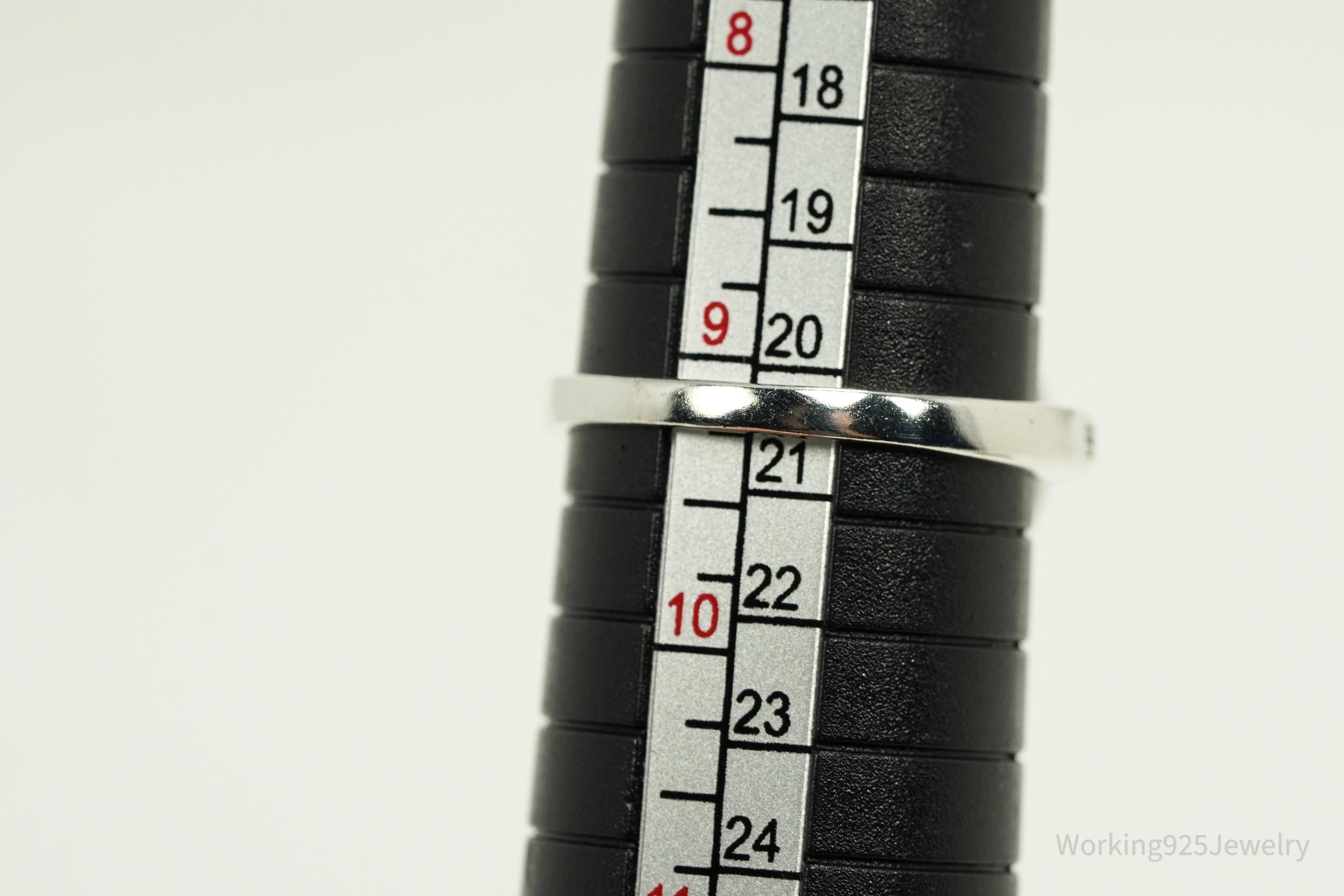 Vintage Opal & Cubic Zirconia Silver Ring - Size 9.25