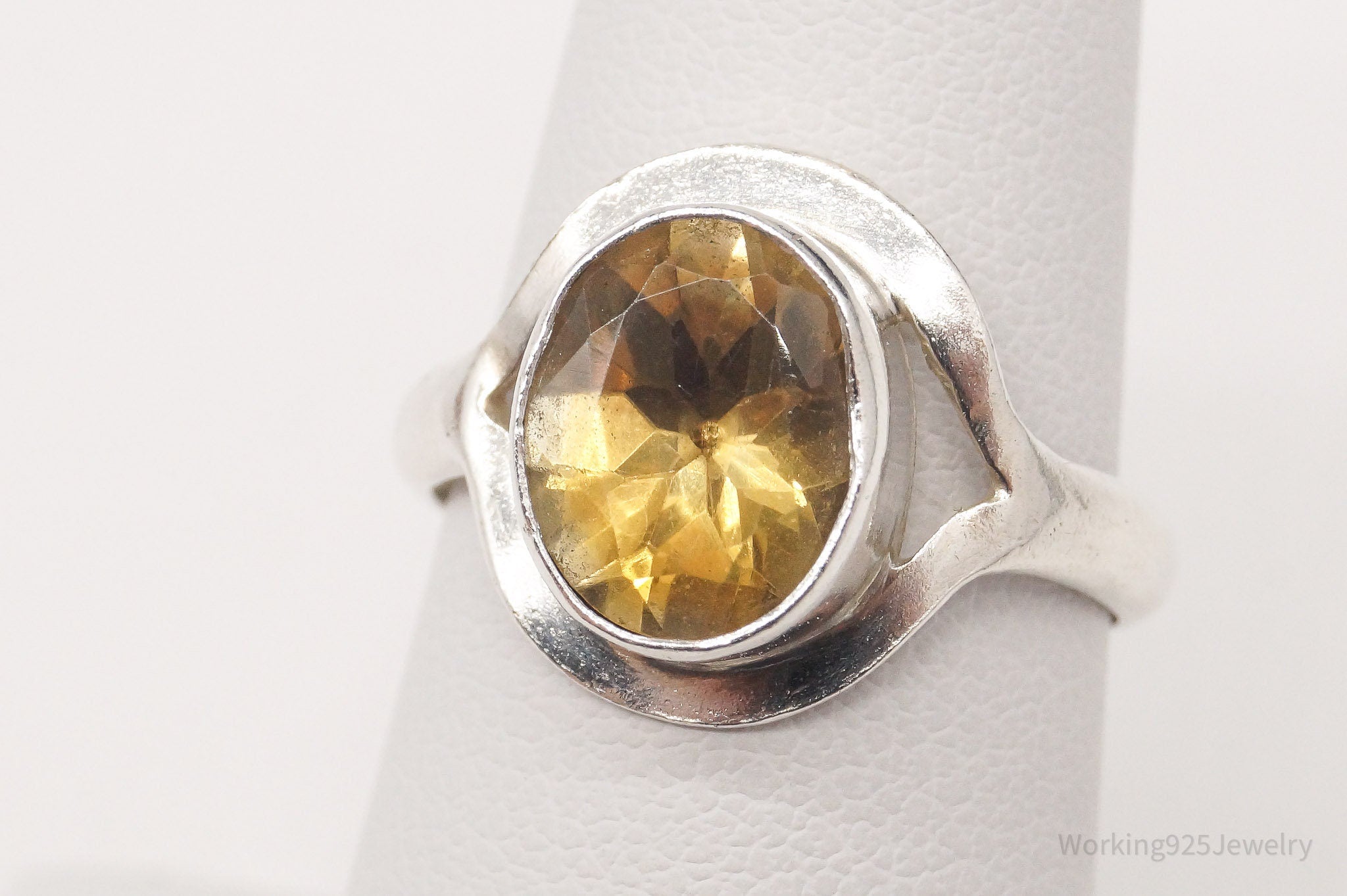 Vintage Citrine Sterling Silver Ring - Size 7.5