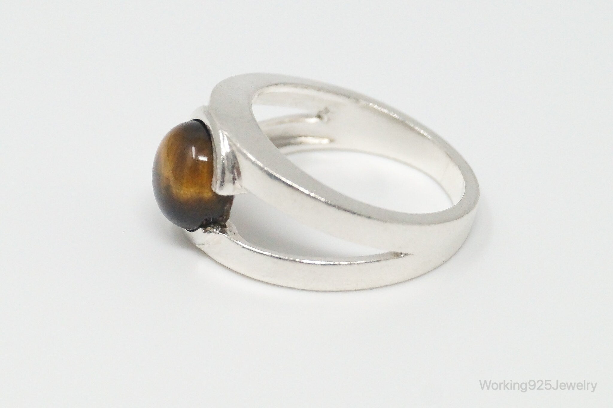 Vintage Tigers Eye Sterling Silver Ring - Size 6.75