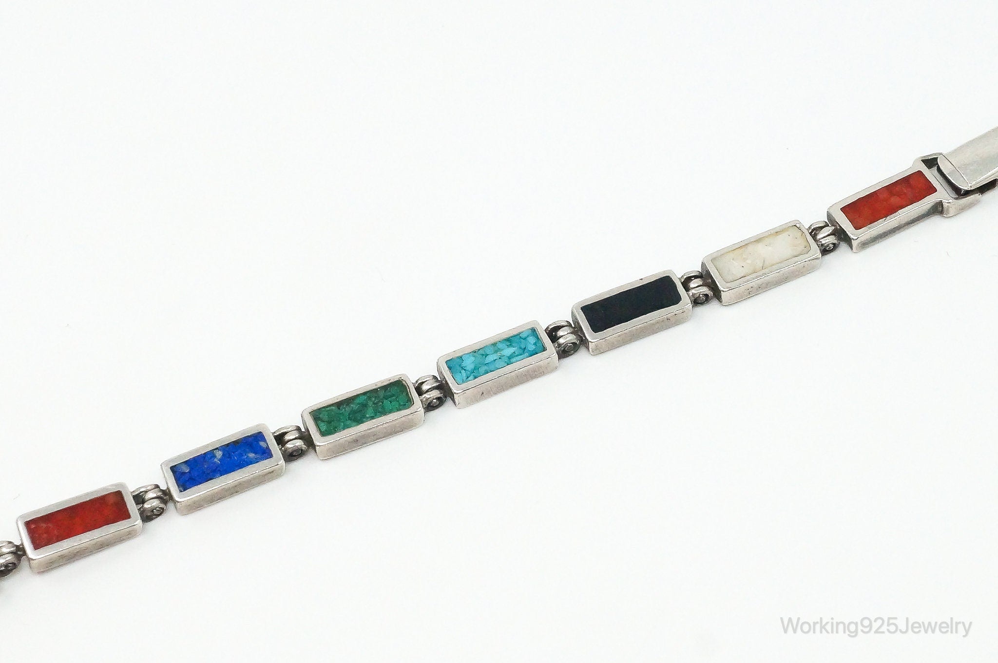 Vintage Multi Gem Sterling Silver Bracelet