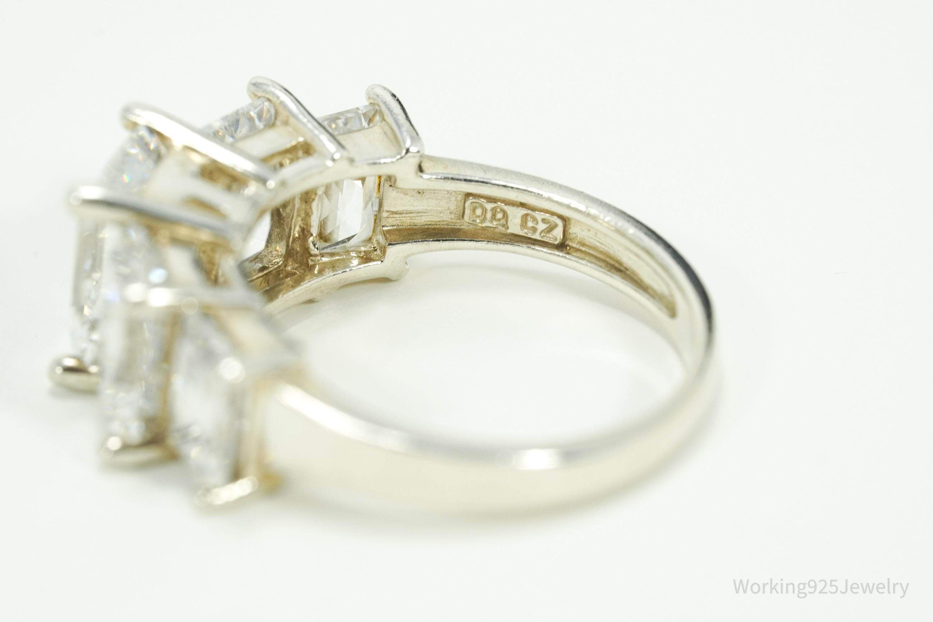 Vintage Diamonique Cubic Zirconia Sterling Silver Ring - Size 5.25