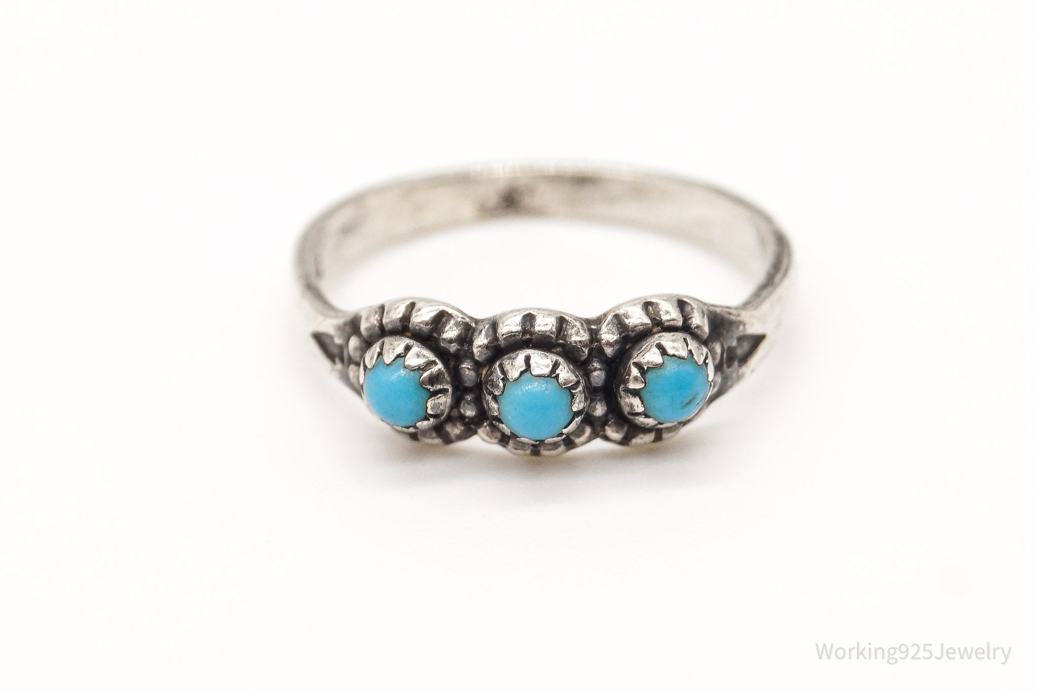 VTG Native American Bell Trading Post Turquoise Sterling Silver Ring SZ 3.25