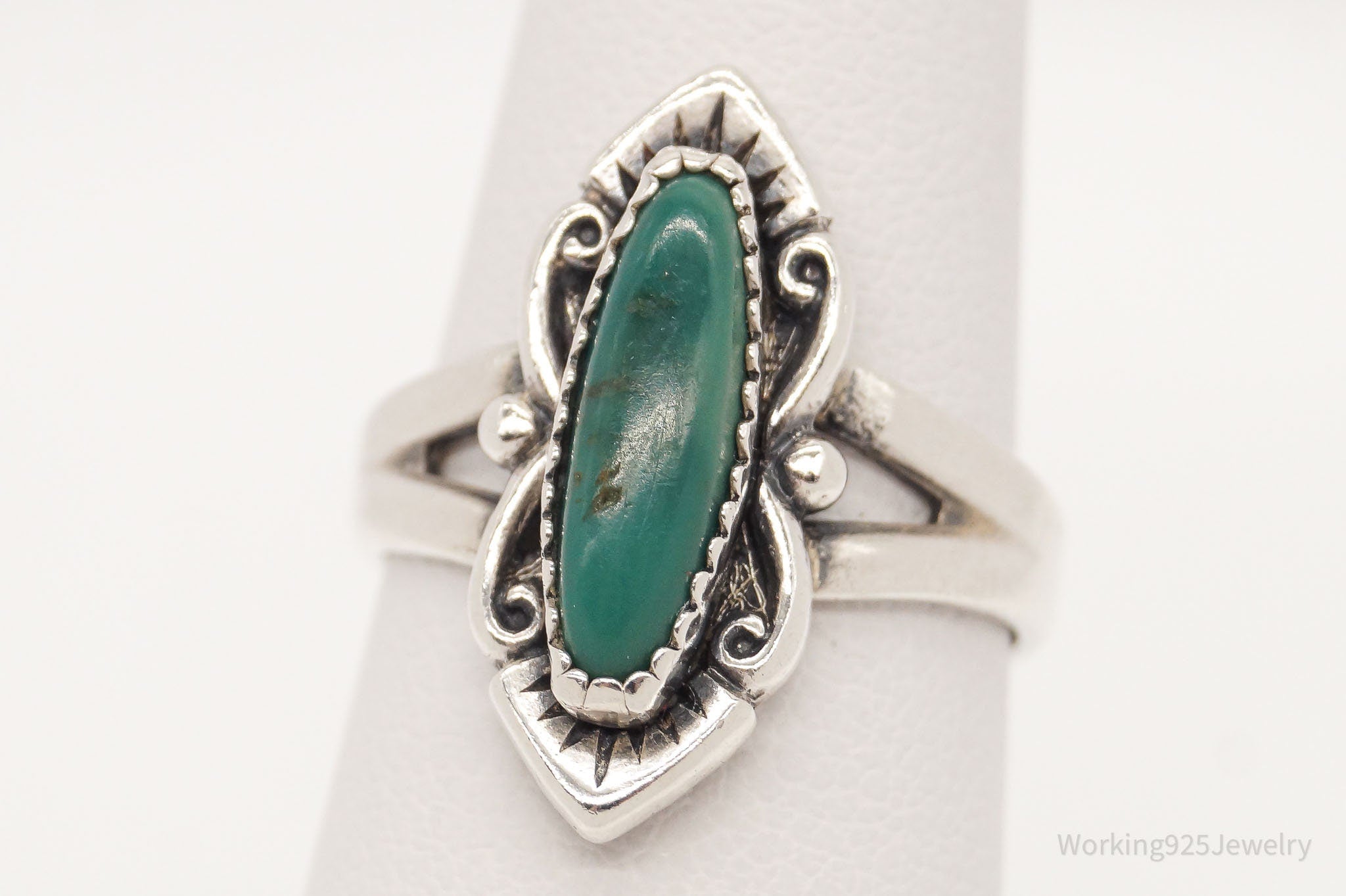 Vintage Native Bell Trading Post Turquoise Sterling Silver Ring - Size 6.5