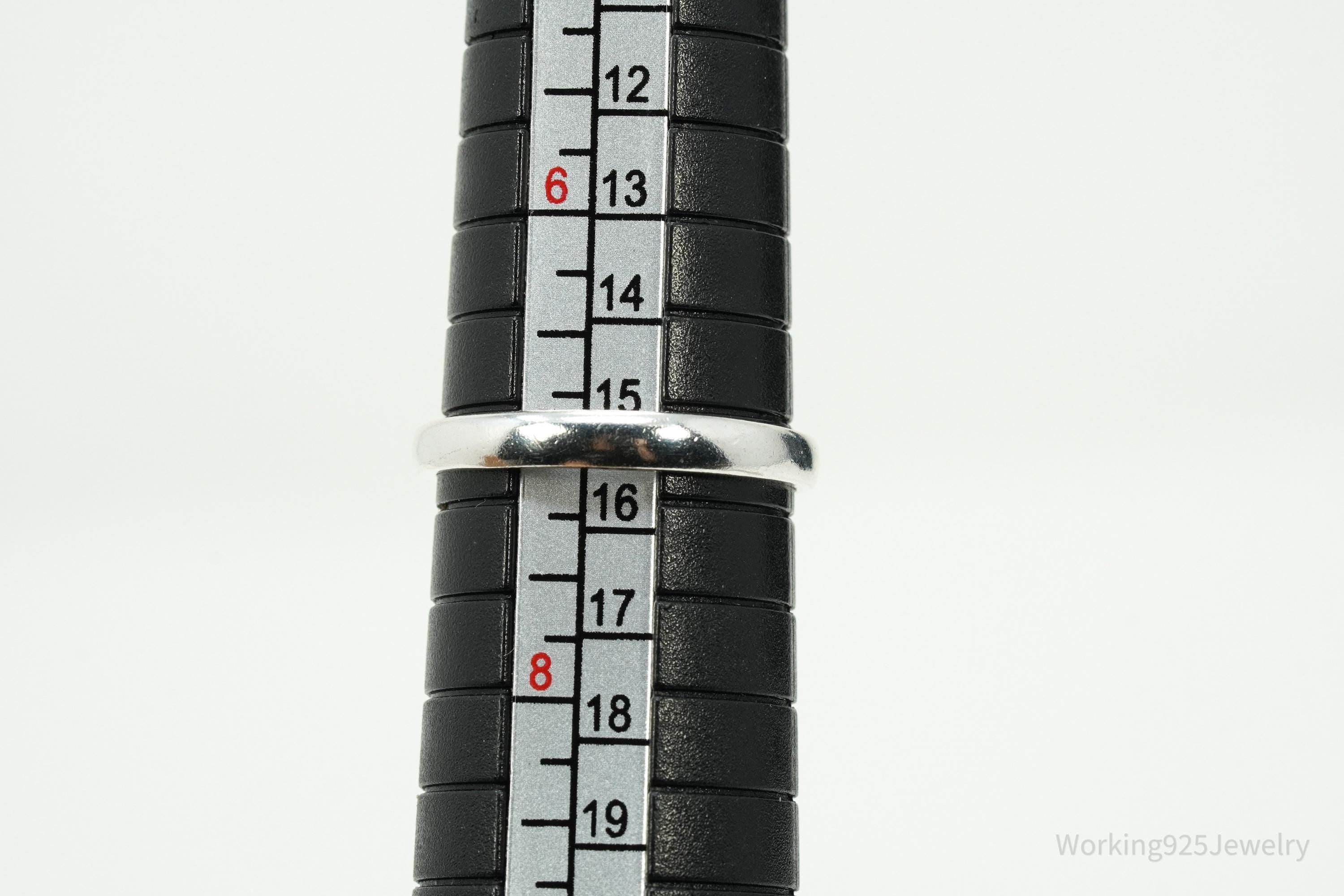 Vintage Polish Large Amber Sterling Silver Ring - Size 7