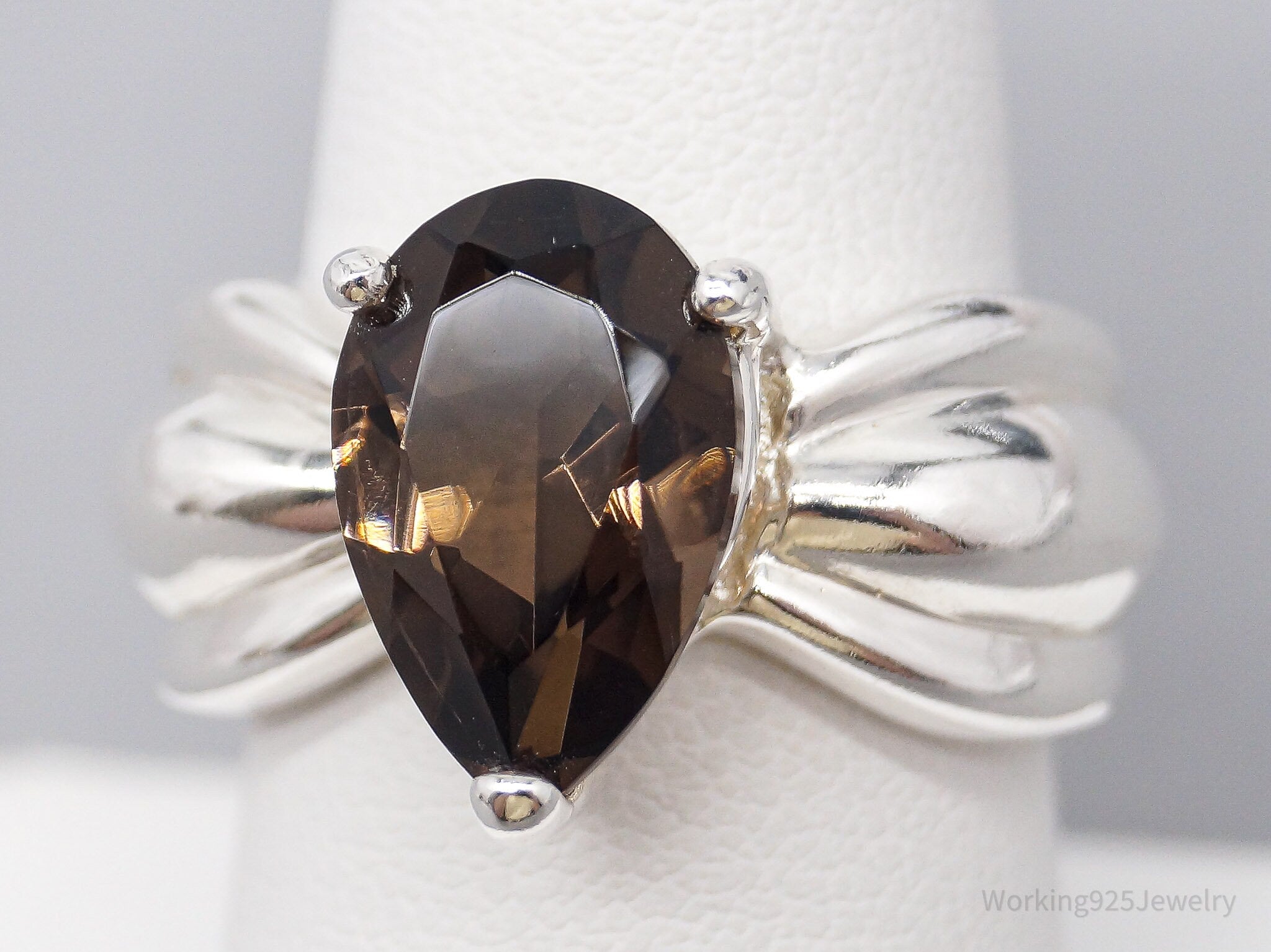 Vintage UTC Large Smoky Topaz Sterling Silver Ring Size 8