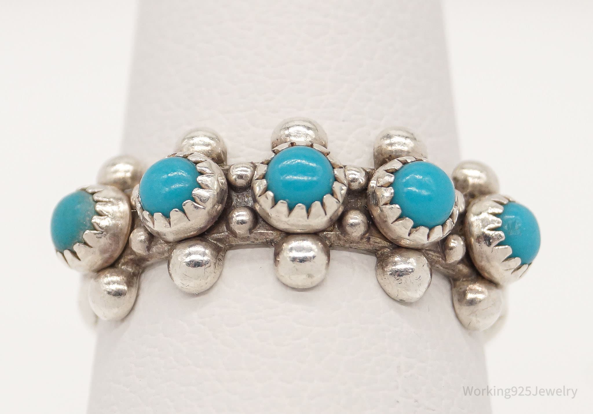 Vintage Native Bell Trading Post Turquoise Sterling Silver Ring - Size 5.5