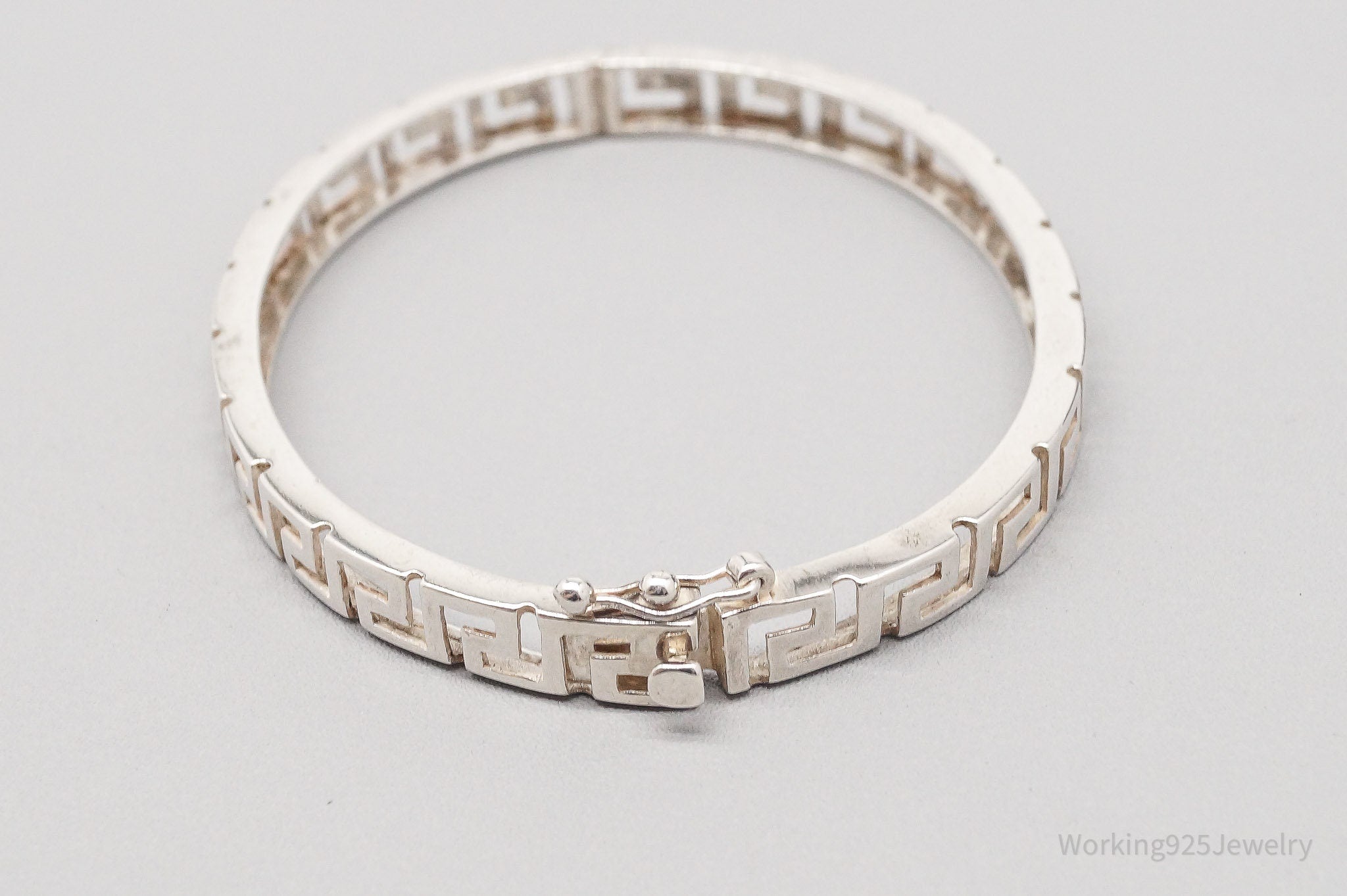 Vintage Greek Key Design Sterling Silver Bracelet