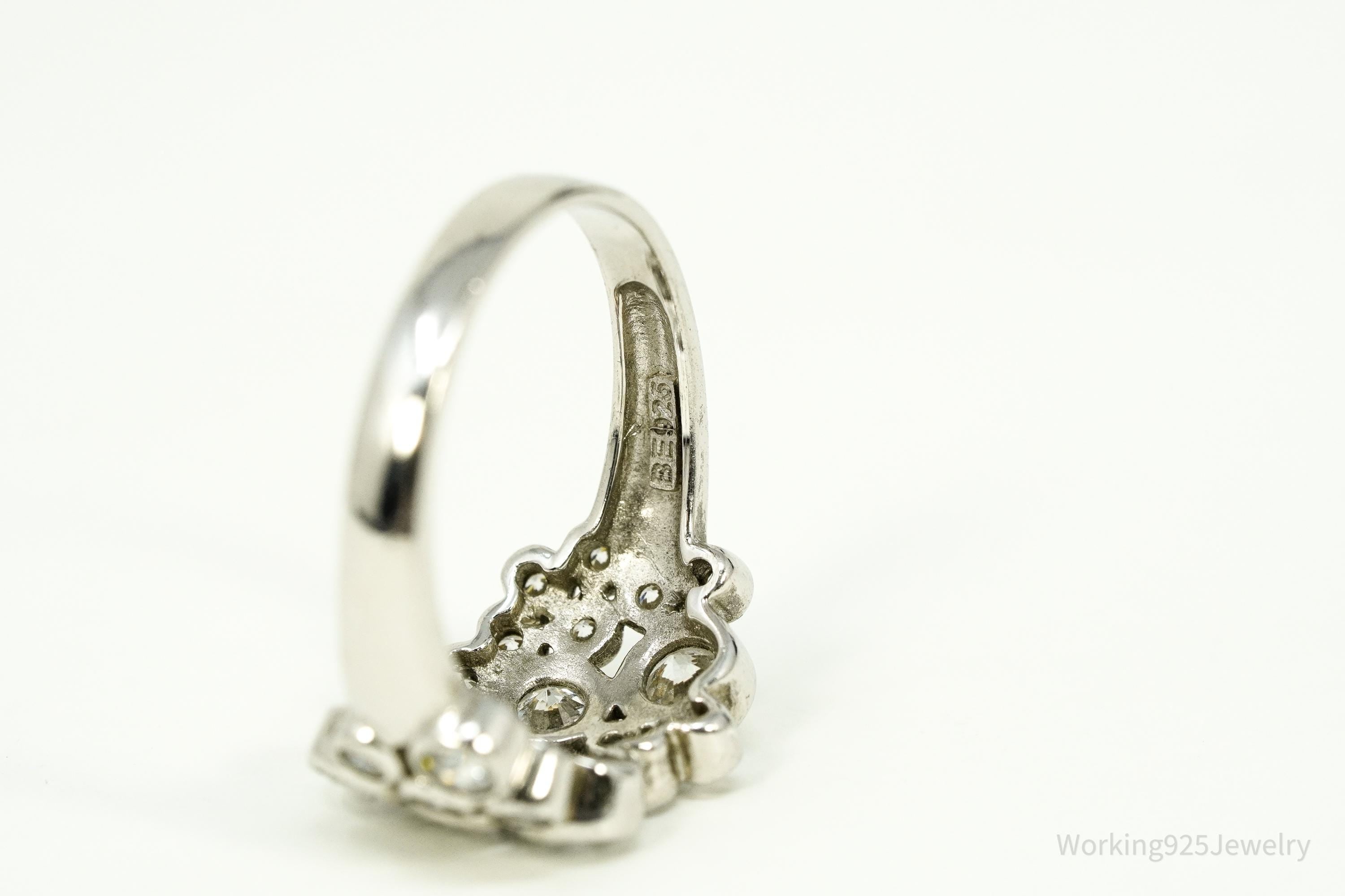 Vintage Cubic Zirconia Sterling Silver Ring - Size 9