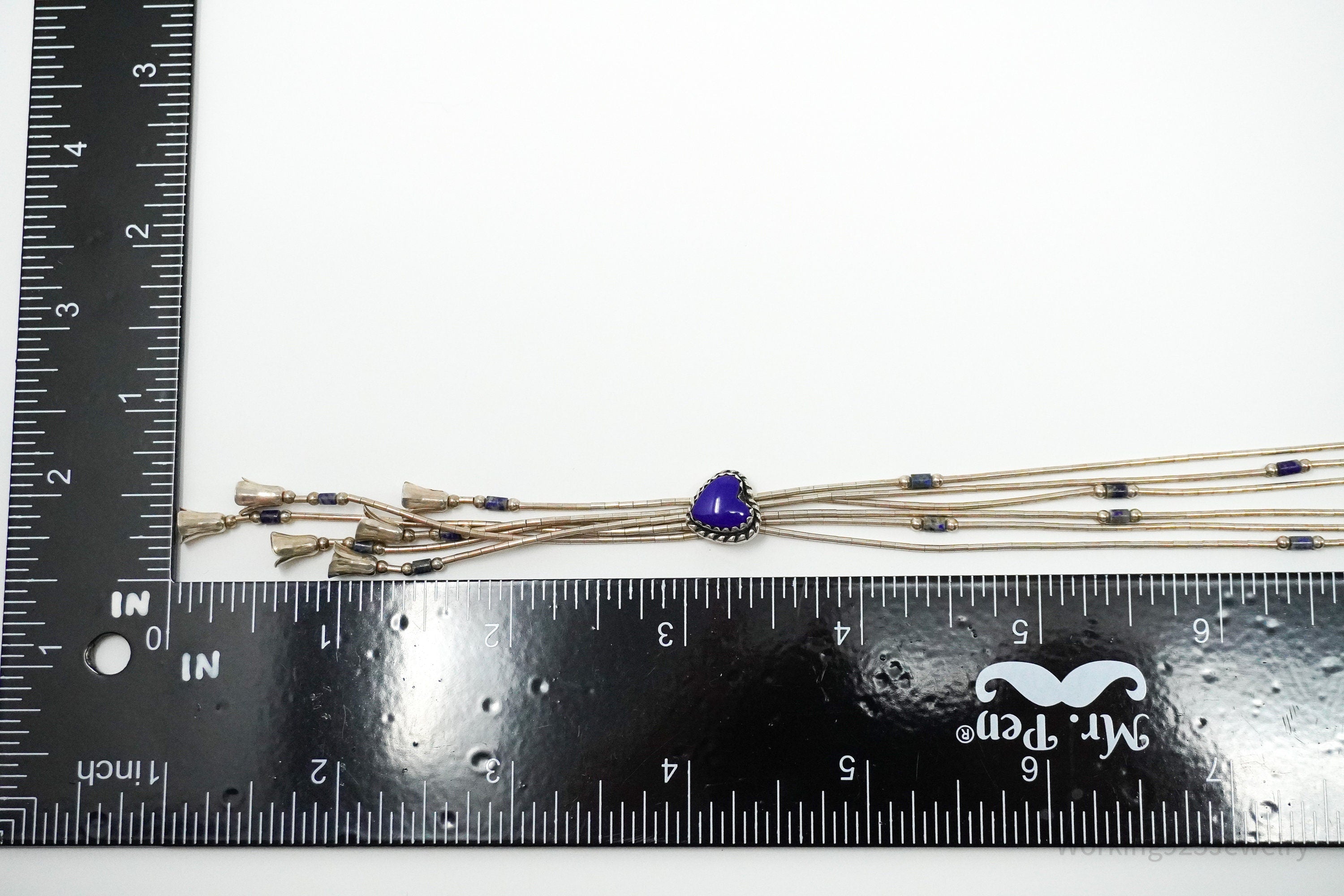 Vintage Native American QT Lapis Lazuli Sterling Silver Necklace 20"