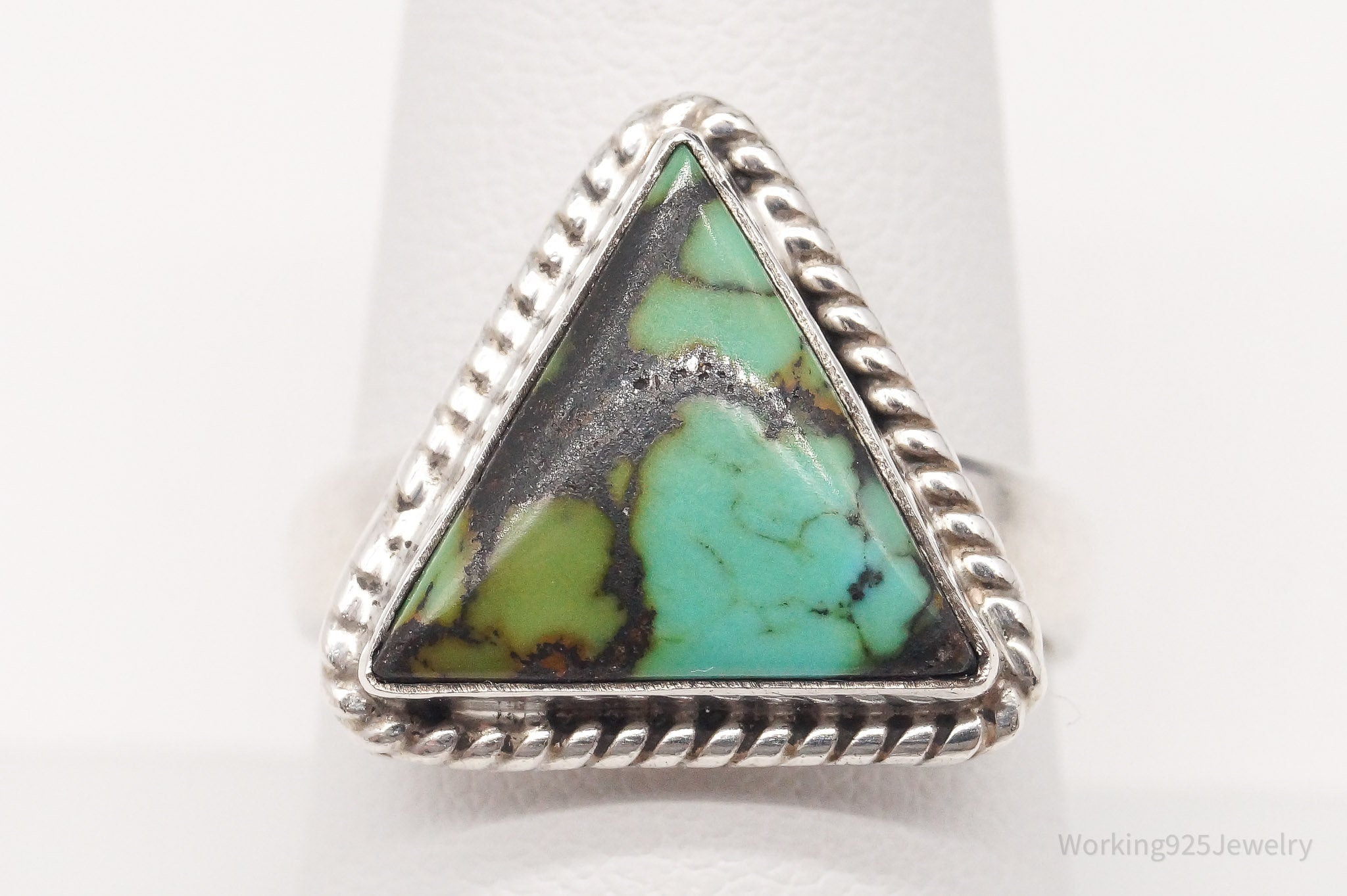 Vintage Native American Unsigned Turquoise Sterling Silver Ring - Size 8.75