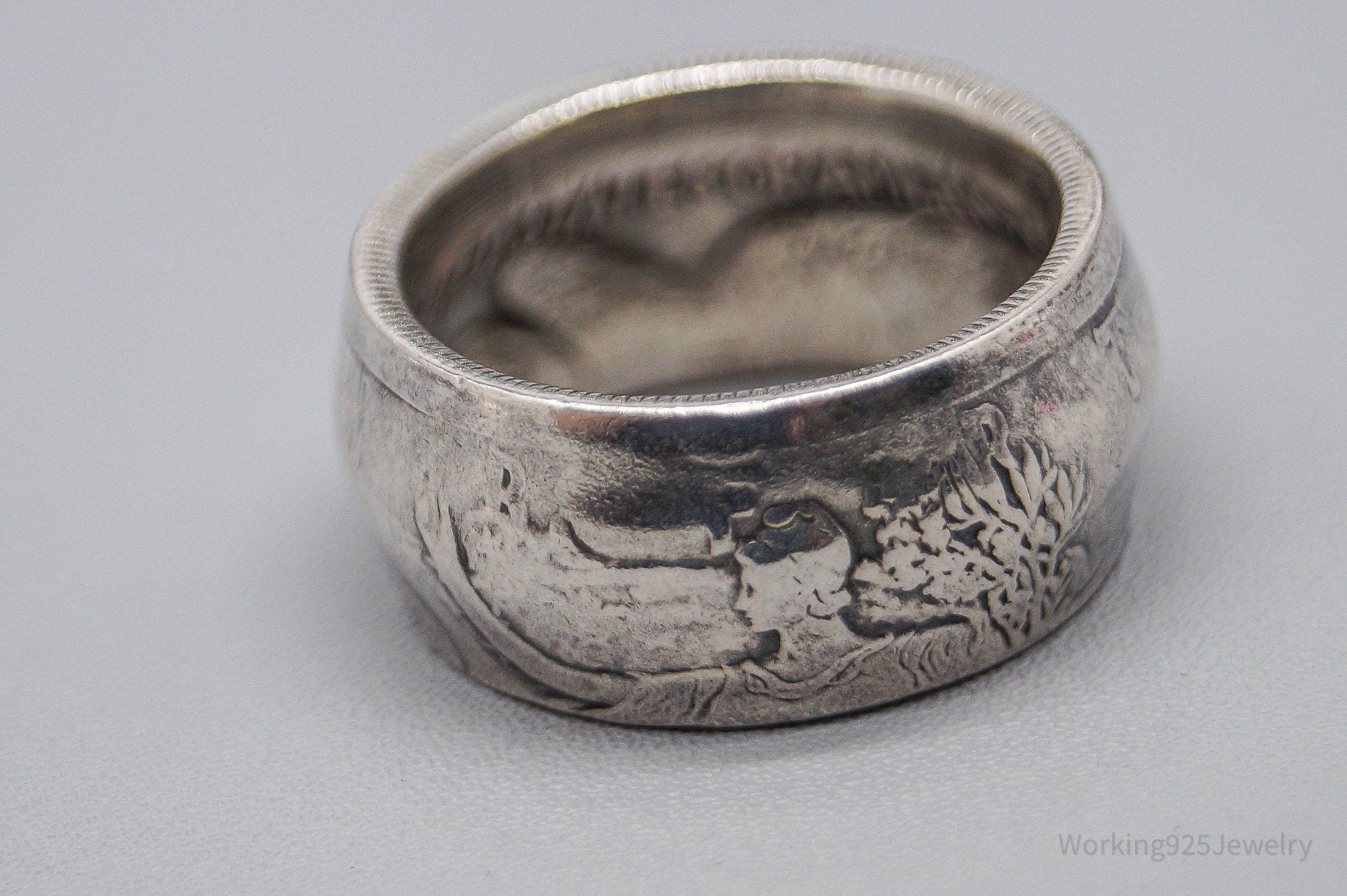 Vintage 1935 Walking Liberty Half Dollar Silver Ring - Size 6.5