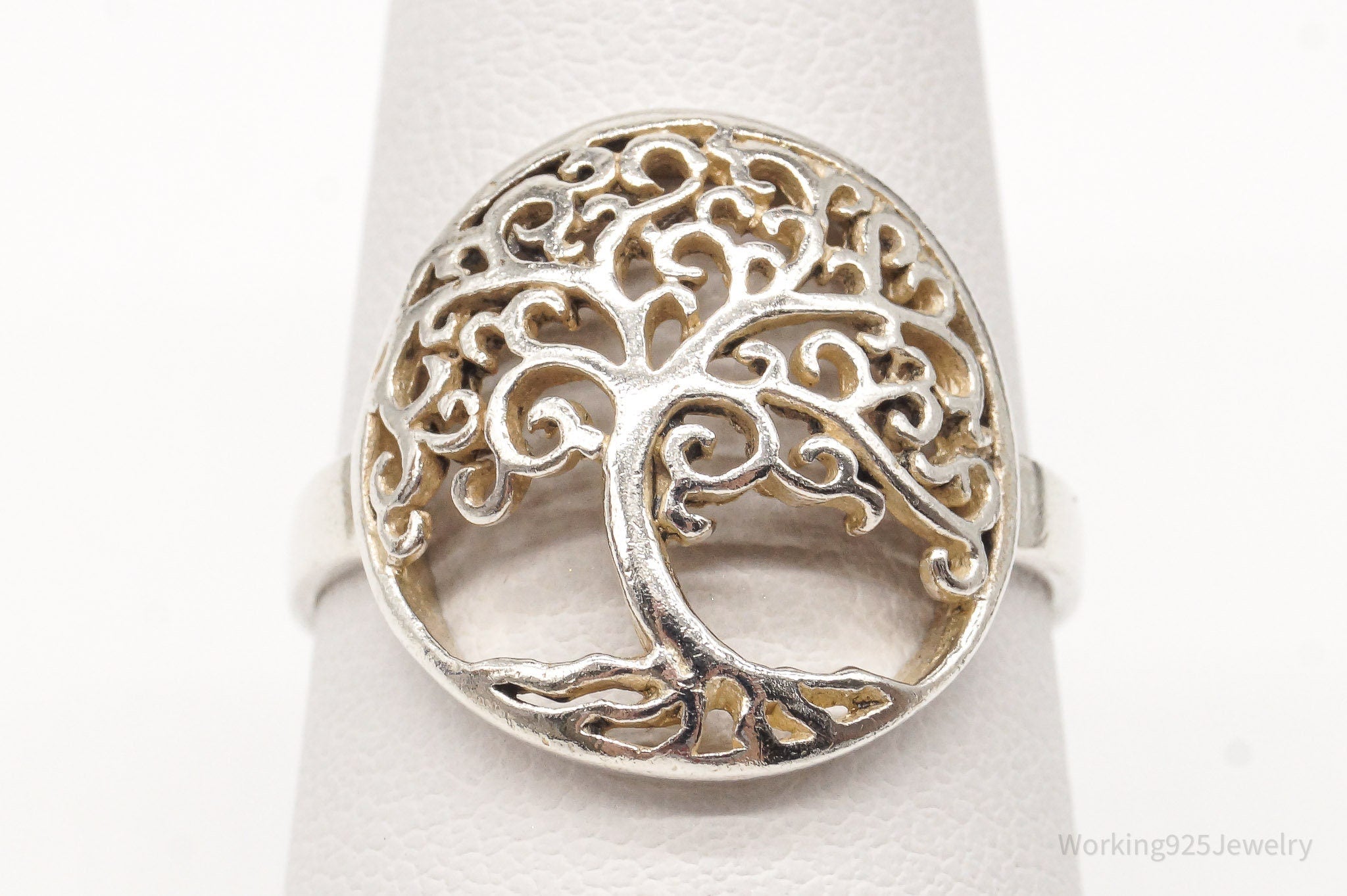 Vintage Tree Of Life Sterling Silver Ring - Size 8.25