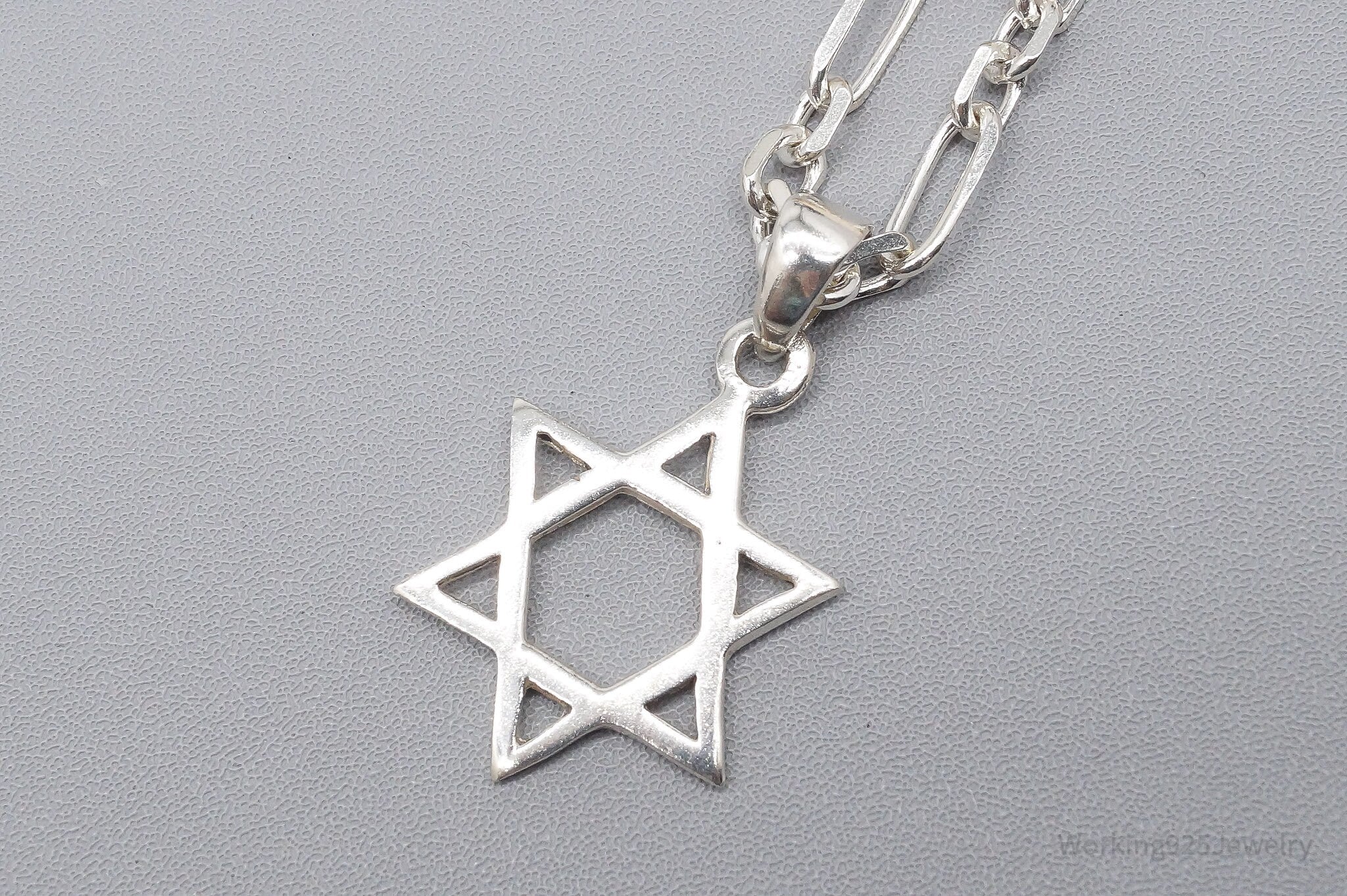 Vintage Star Of David Sterling Silver Necklace 18"