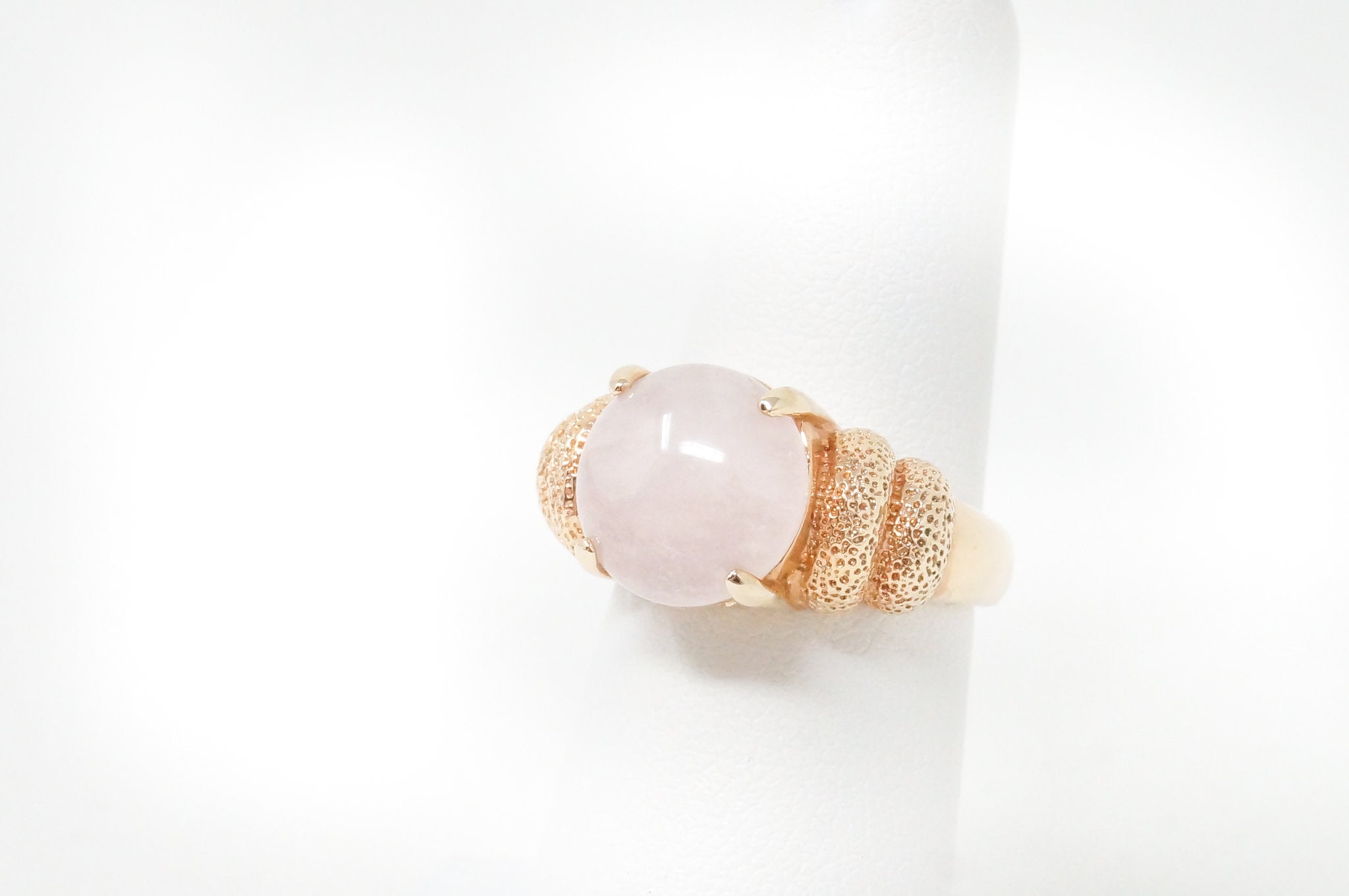 Vintage Rose Quartz Gold Vermeil Sterling Silver Ring - Sz 5.75