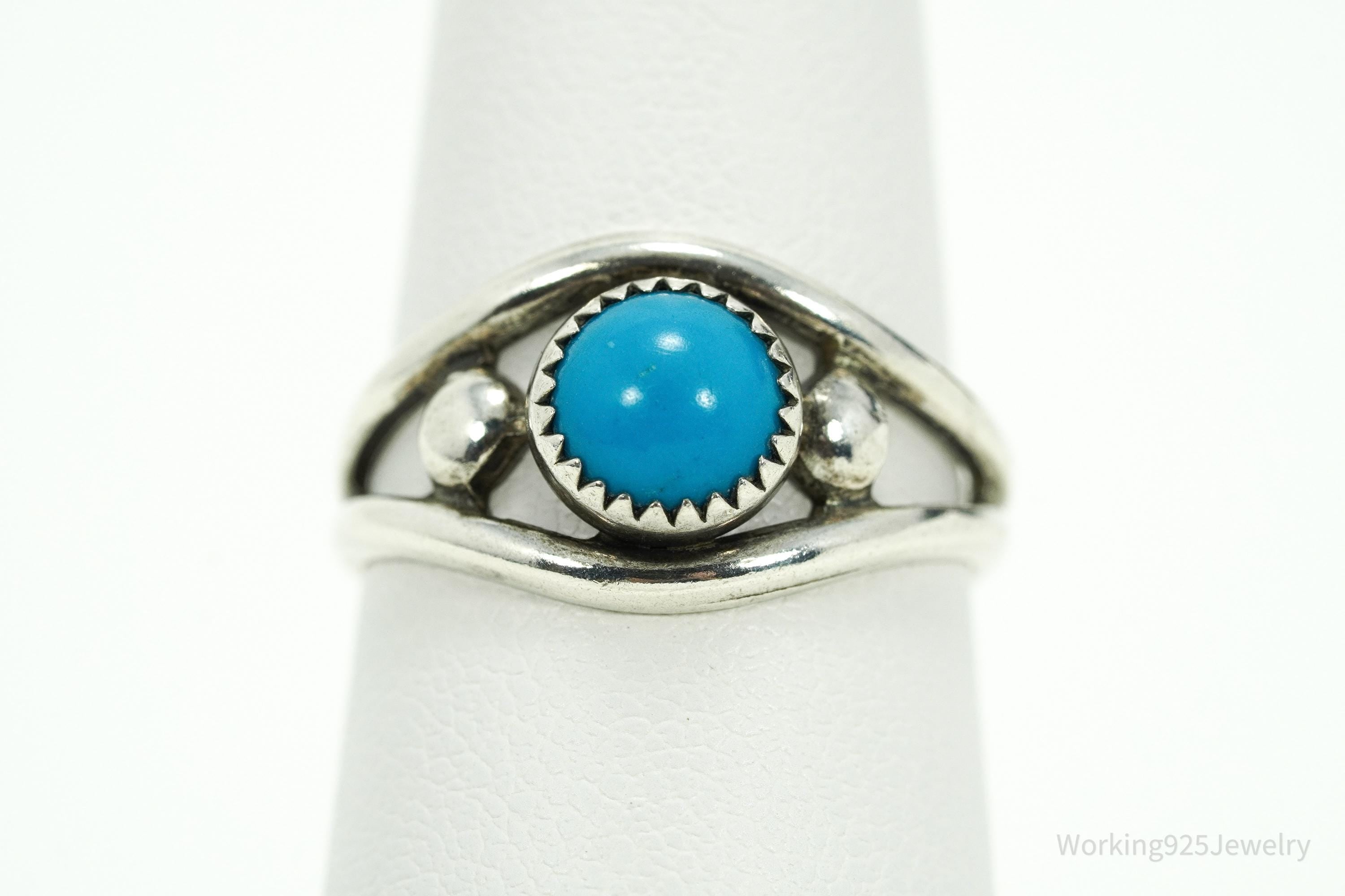 Vintage Native Bell Trading Post Turquoise Sterling Silver Ring - Size 6.5